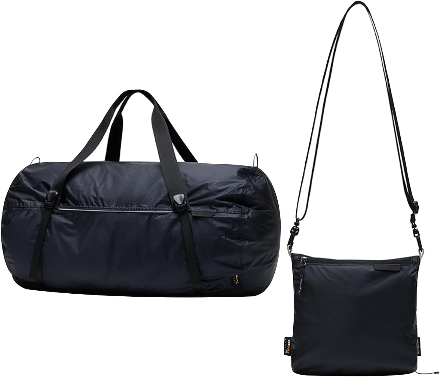 Bee Nesting Ultralight Travel Duffle Bag Foldable Travel Bag YKK Zipper 30D Cordura Waterproof Nylon Fabric Weekender Bag Overnight Bag for Travel, Gym, Sports (Black, 30L) image number 4