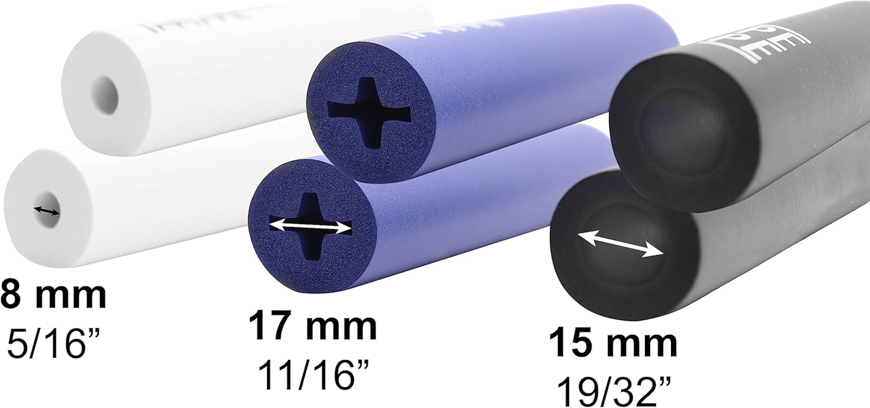 PEPE Grip Aids for Seniors (Pack of 6, 3 Different Formats), Handle Thickening for Cutlery 12 Cm, Arthritis Grip Thickening, Handle Thickener for Cutlery, Toothbrush, Pens Black, White, Blue