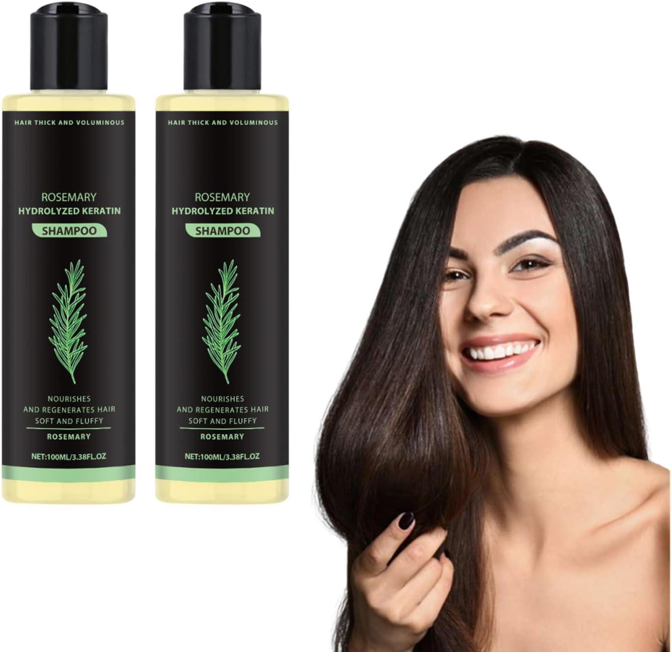 Rosemary & Hydrolyzed Keratin Shampoo - Thickening Shampoo -Organic Rosemary Hair Growth Conditioner for Thinning Hair - Strengthen and Support Healthy-Looking Hair for Women & Men (2 Bottles)