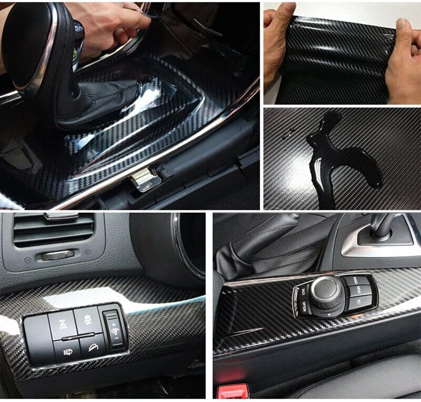 Car Vinyl Wrap Carbon Fiber Matt Satin Glossy Multi Color Car Tint Car Sticker - Durable, Heat-Stretchable, Uv-Resistant, Water-Resistant for Full Vehicle Customization - Black Carbon Fiber image number 5