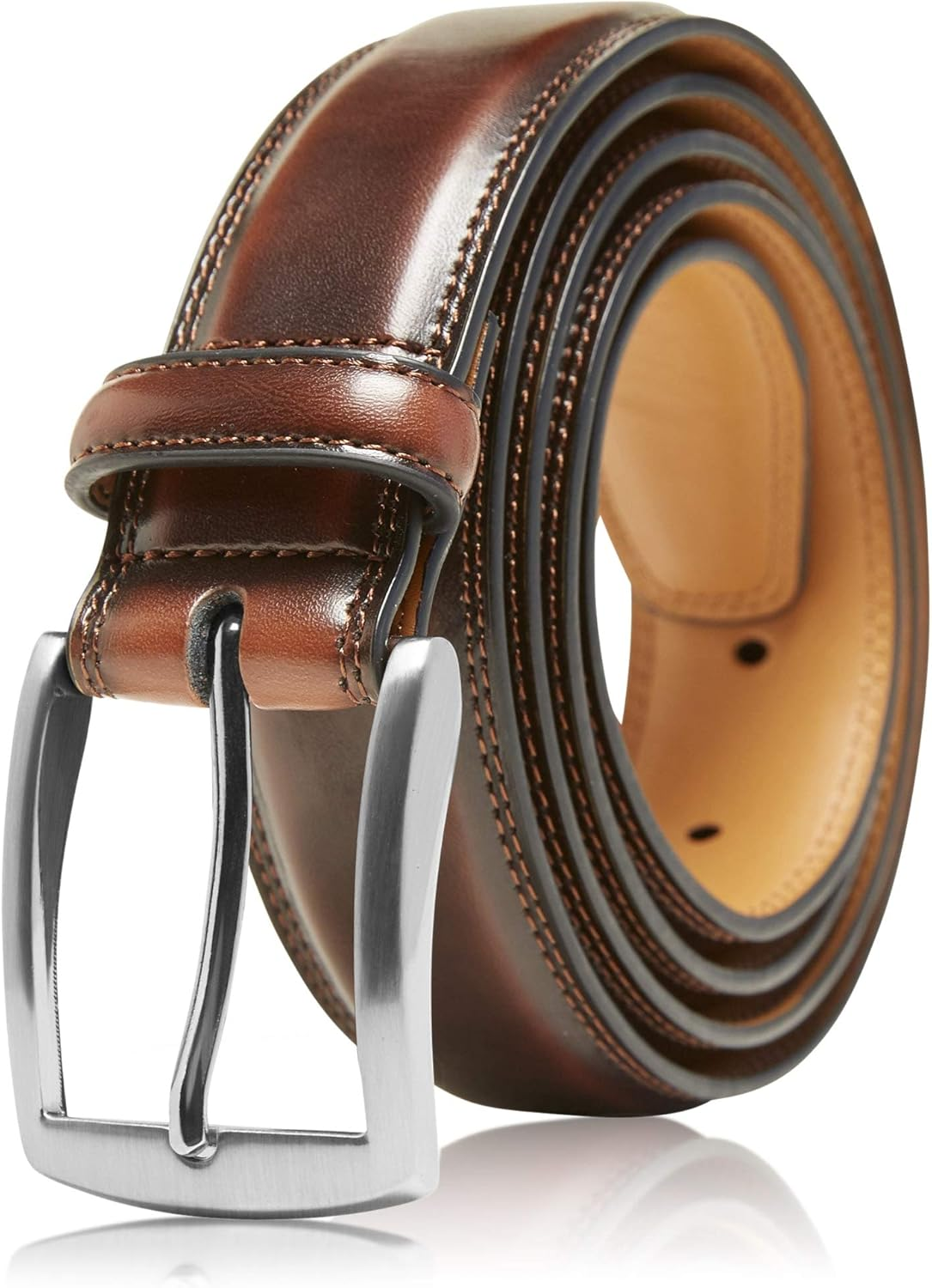 Genuine Leather Dress Belts for Men - Mens Belt for Suits, Jeans, Uniform with Single Prong Buckle - Designed in the USA