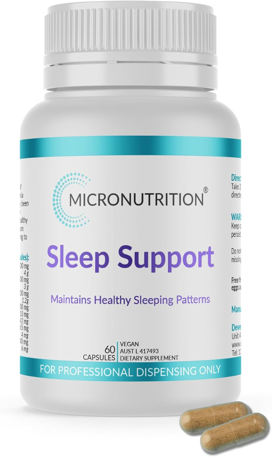 Sleep Support (60 Capsules) - Sleep Supplement Tablets - Herbal Sleep Aid with Magnesium, Passionflower & California Poppy - Maintains Healthy Sleeping Patterns (30-Day Supply) - MICRONUTRITION image number 1