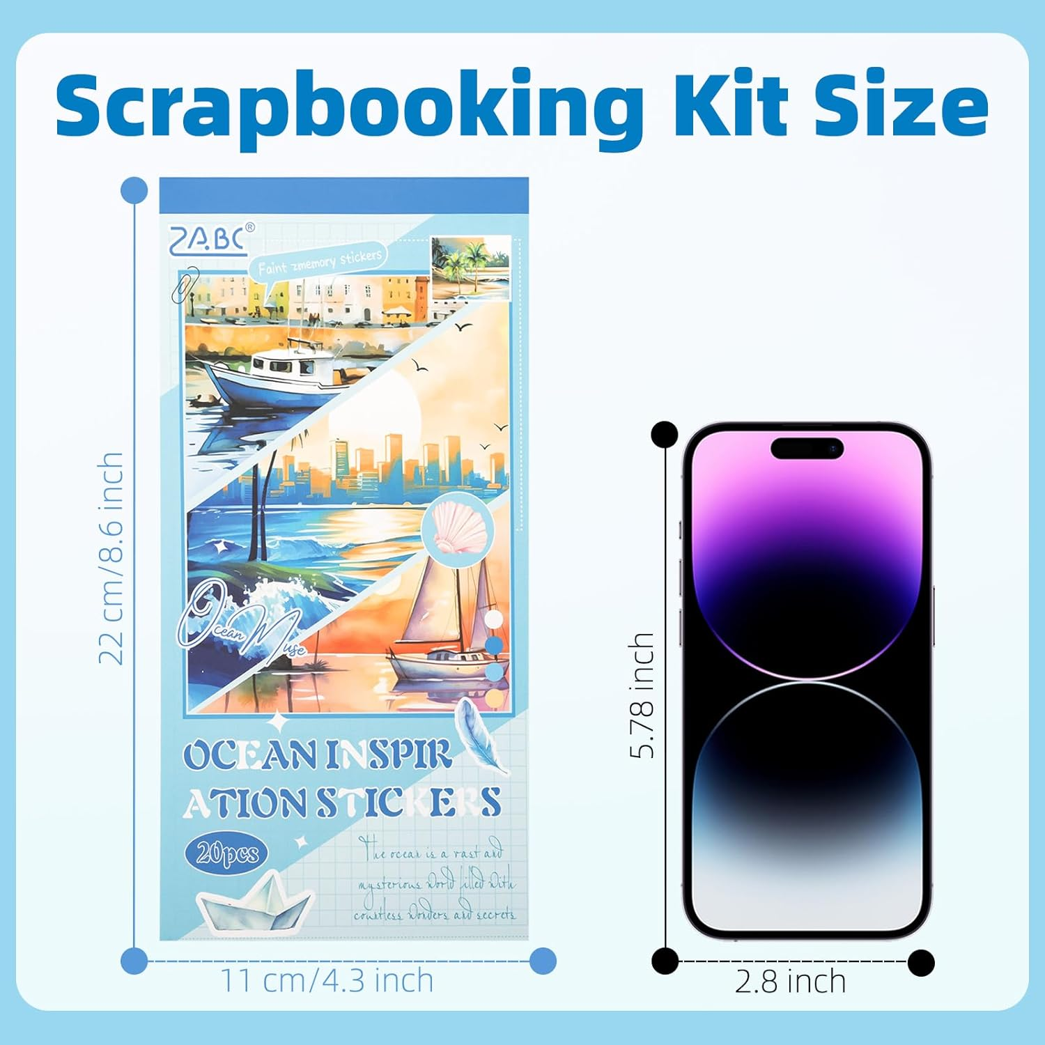 Uideyvi Blue Ocean Series Sticker Scrapbooking Supplies for Junk Journal, 20 Sheets PET Stickers - Vintage Journaling Stickers, Ephemera Sticker Book Pre Cut(Tz-007-001) image number 2