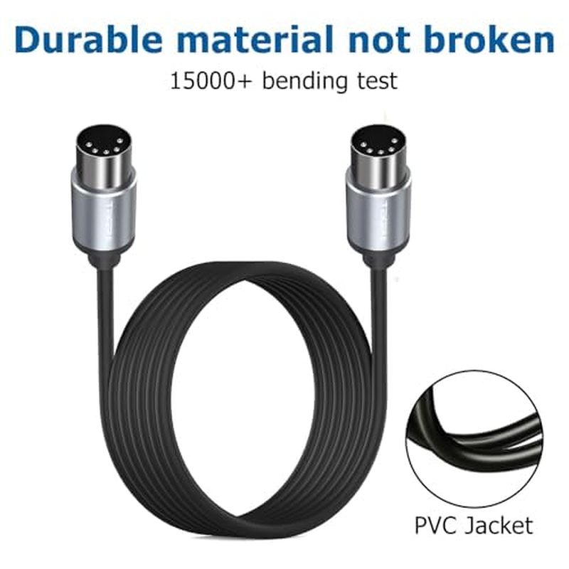 TEKERA MIDI Cable,2-Pack 1M, MIDI Cable Male to Male, Short MIDI Interface, Sturdy 5-Pin Din Connector, Universal Compatibility 5-PIN Metal Plug for Guitars, Electronic Pianos, Electronic Drums image number 6