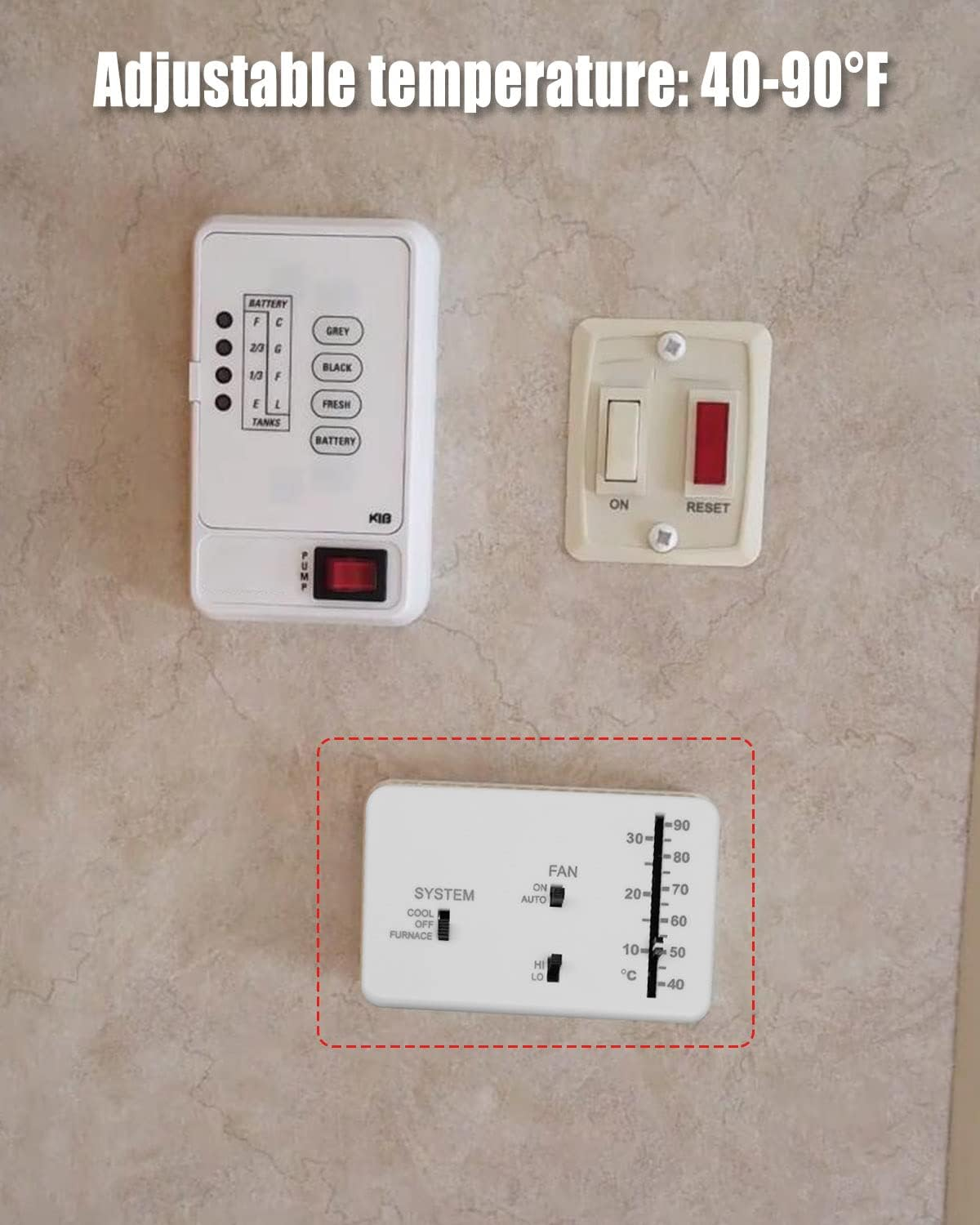 RV Thermostat RV Analog Thermostat Fit for Dometic (Cool Only/Furnace), Replace 3106995.032, 12VDC White image number 3