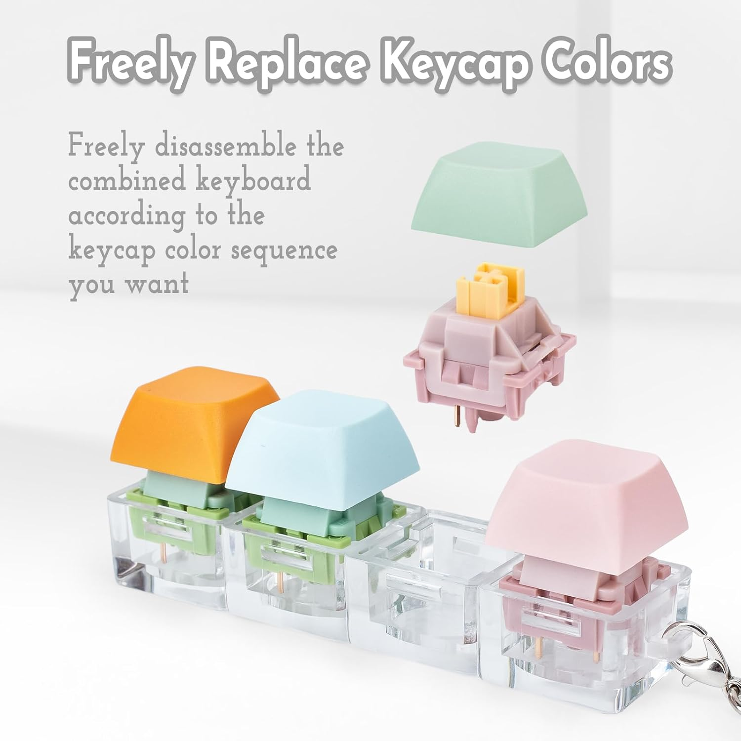 Byhoo Keyboard Fidget Toys, Quiet Fidget Toys for Relieve Stress, Fidget Keychain of 4 Colors Keyboard Clicker, Silent Fidget Keyboard for Study Room, Library and More Quietness Place