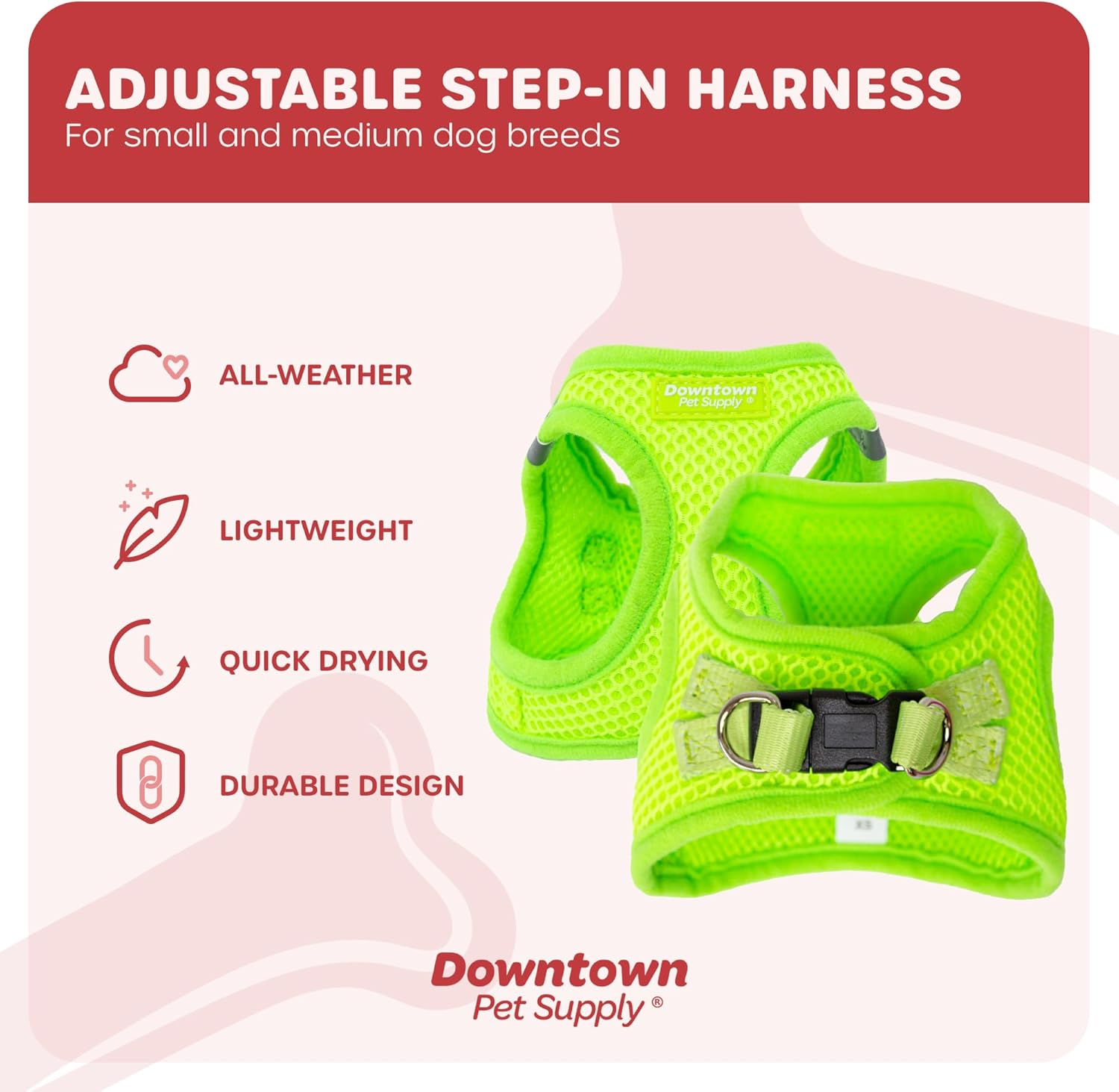Downtown Pet Supply No Pull, Step in Adjustable Dog Harness with Padded Vest, Easy to Put on Small, Medium and Large Dogs (Atomic Yellow, XXS) image number 1
