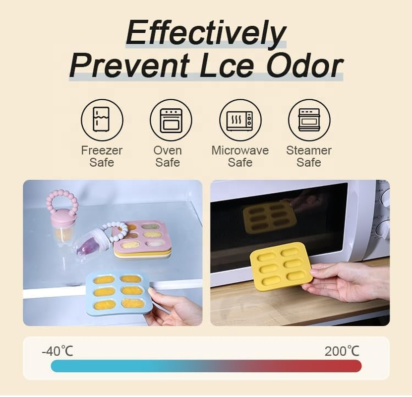 Eco-Friendly BPA Free Baby Food Feeder and Teether with Silicone Nibble Tray Set - Breastmilk Popsicle Freeze Tray - Safe Teething Solution for Infants (Yellow) image number 2