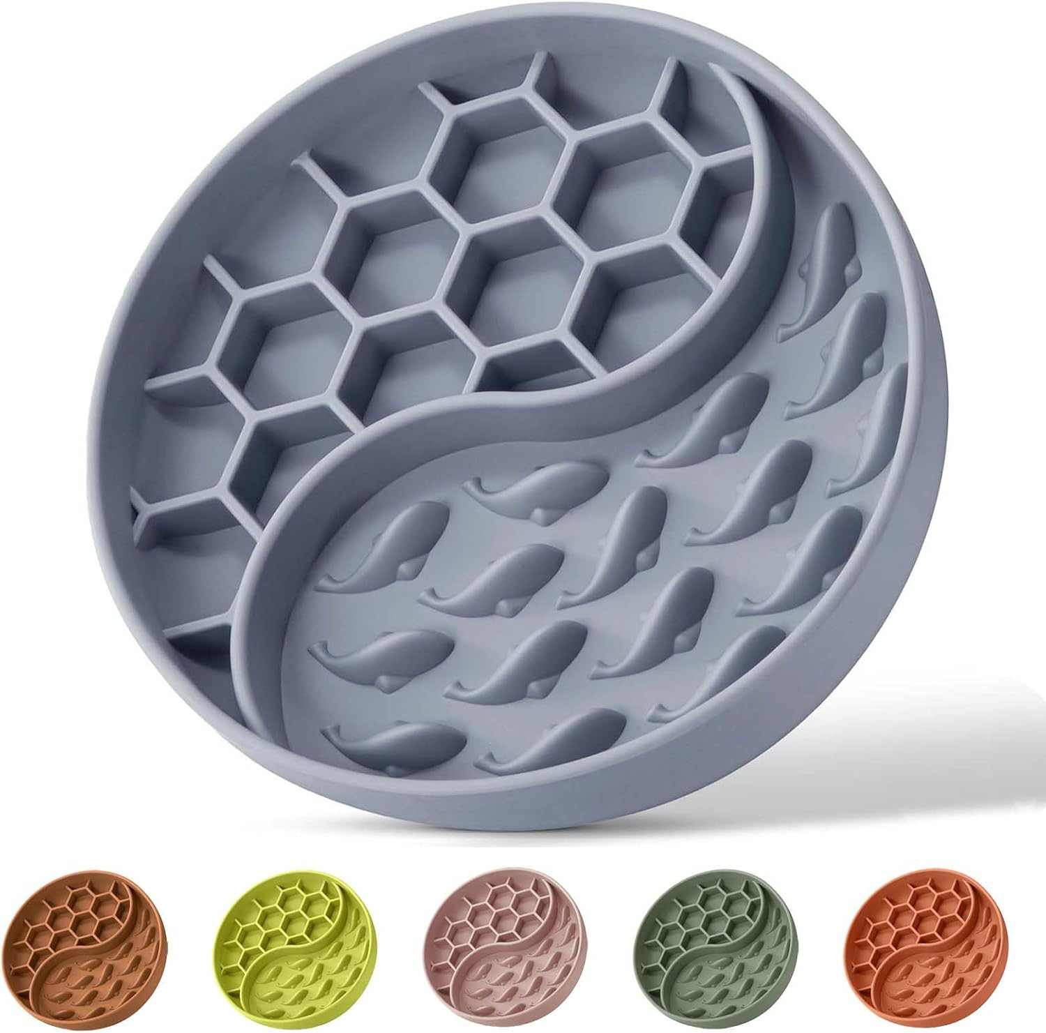 Slow Feeder Dog Bowls, Silicone Pet Food Bowls with Suction Cups, Non-Slip Dog Feeding Slow down Pet Eating Speed for Fast Eaters, Anxiety Relief & Fun Added (Orange)