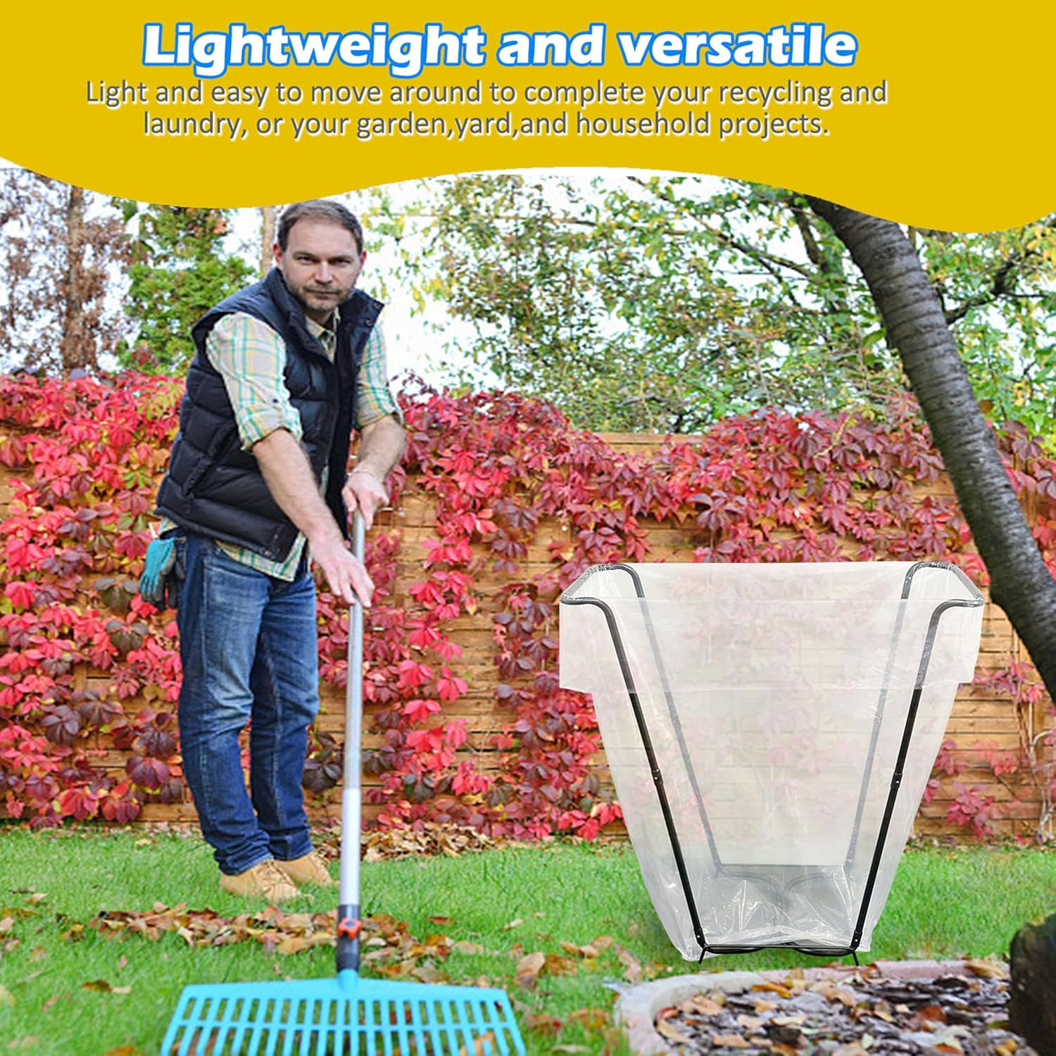 Garden Trash Bag Holder,Outdoor Trash Bag Holder Stand,Outdoor Metal Leaf Bag Holder Stand,Multifunctional Garbage Bag Holder,Outdoor Camping Garbage Bag Holder for Yard Home Weeding