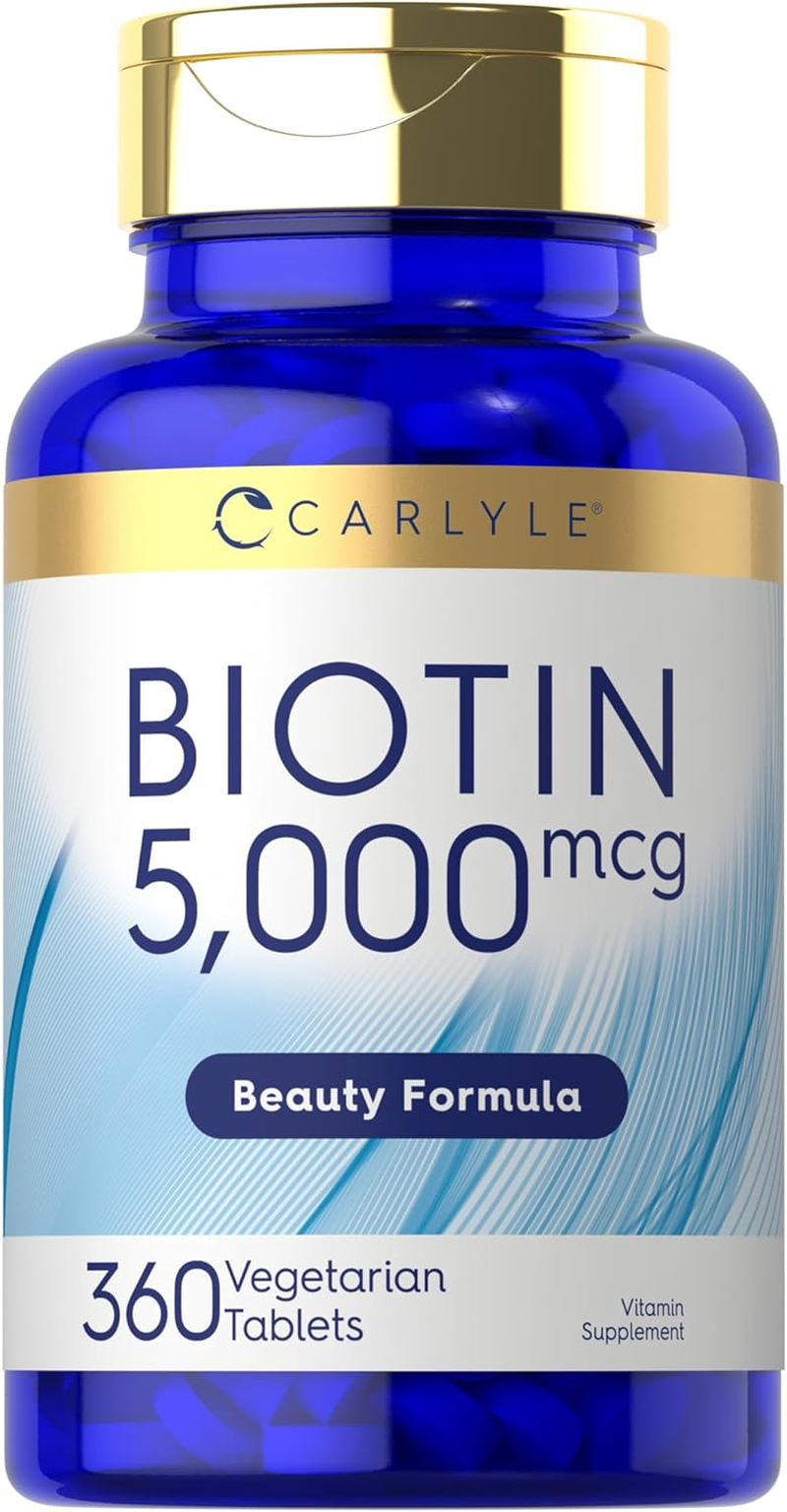 Biotin 5000Mcg | 240 Vegetarian Tablets | Beauty Formula Supplement | Non-Gmo, Gluten Free | by Carlyle image number 1