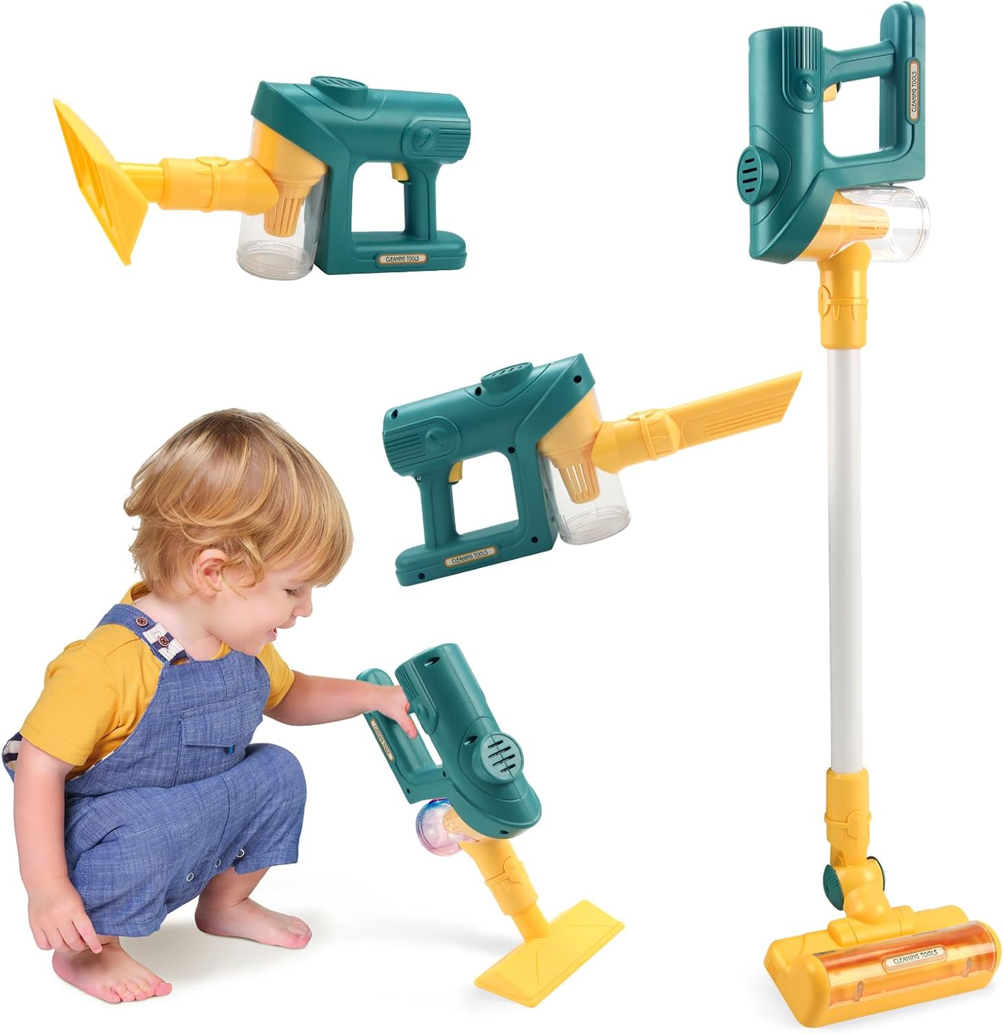 Rayouth Kids Vacuum That Really Works, Toddlers Cordless Vacuum Cleaner Set, Pretend Role Play Household Keeping Toys with Realistic Function & Attachments, Cleaning Learning Toy for Age 3+ Boys Girls image number 6