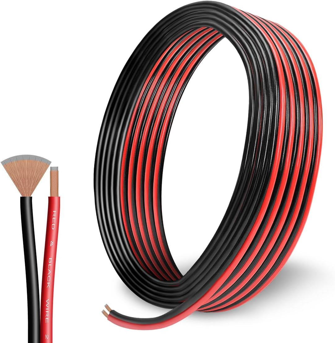 UCINNOVATE Electrical CCA Wire 2 Conductor, 12 AWG 50FT (Red 25FT+ Black 25FT) Low Voltage Automotive Speaker Wire 12 Gauge 12V/24V DC PVC Car Battery image number 2