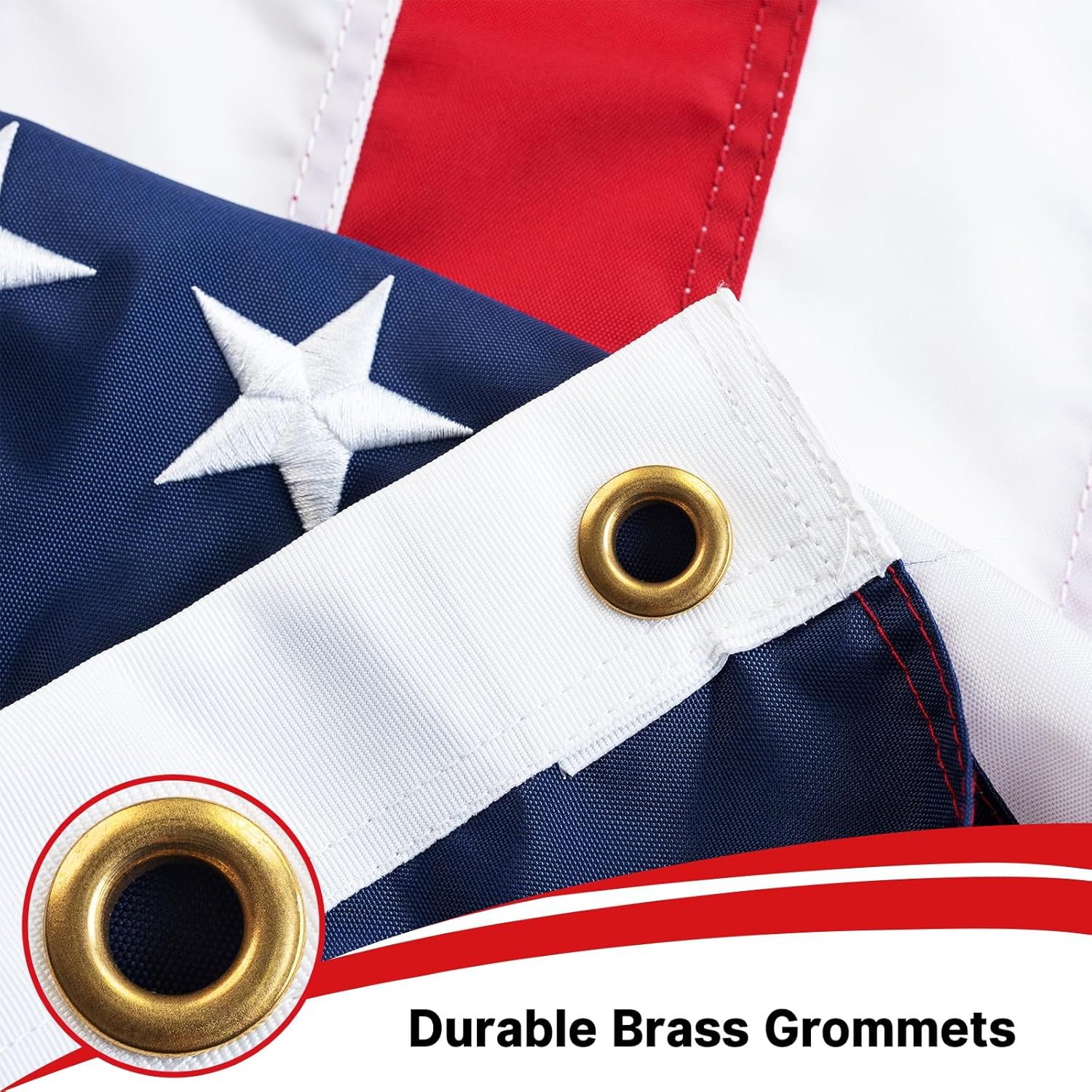 Flagolden Cotton American Flag 2X3 Ft Made in USA, Embroidered Outdoor US United USA Flags Heavy Duty, America Flag for outside with 2 Brass Grommets - 3X5 American Cotton Flag image number 6