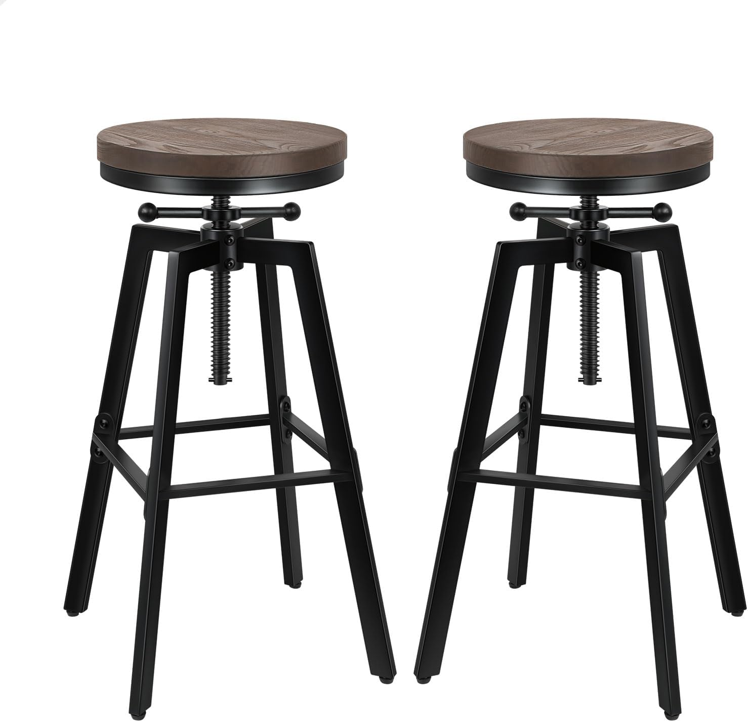 ALFORDSON Bar Stool 1Pc Ezra Retro Kitchen Vintage Chair Industrial Wooden Backless Barstools with Height Adjustable Swivel Seat Counter Dining Chairs with Footrest for Home Bar Dining Room