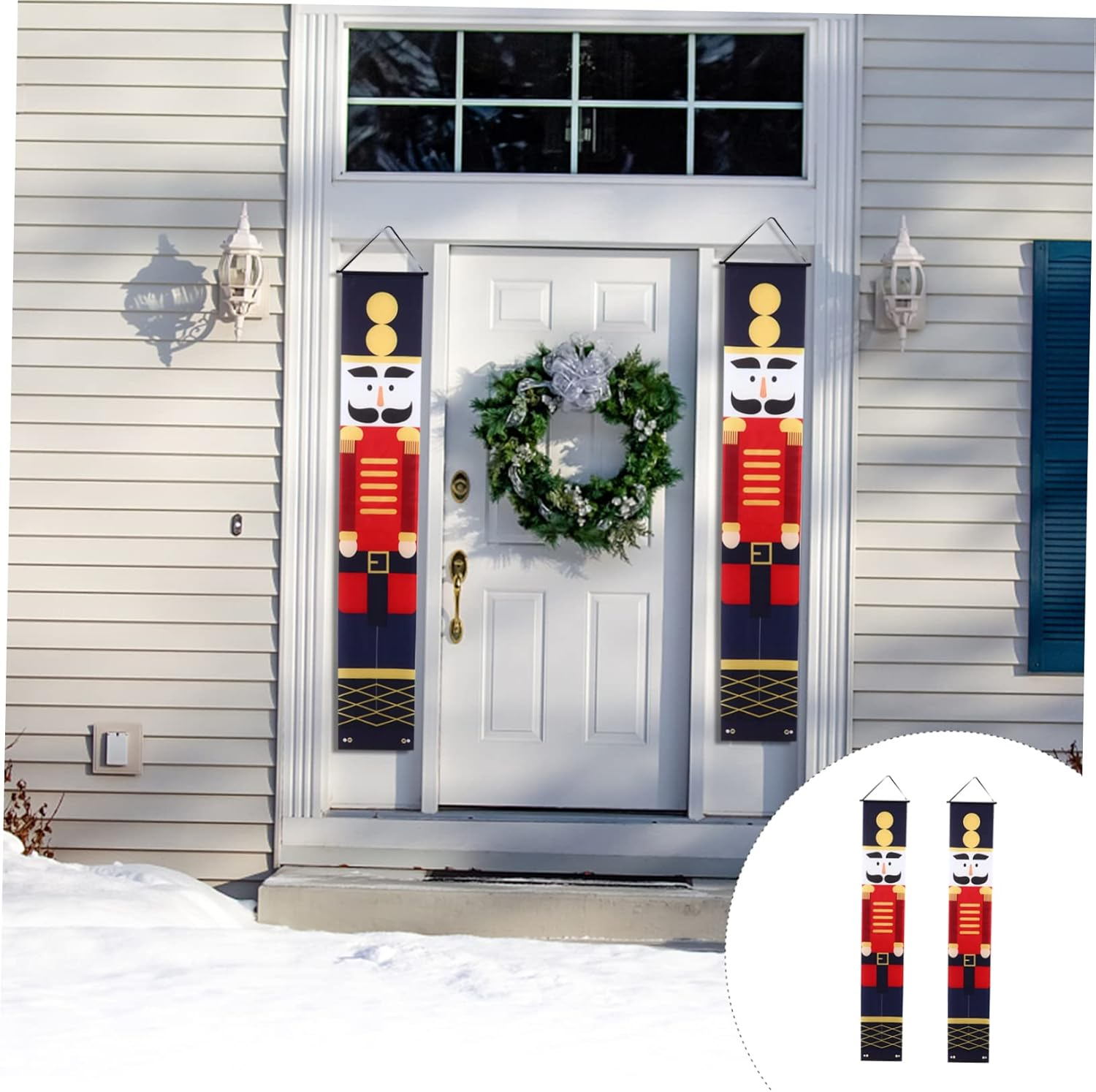 BUGUUYO Elegant Nutcracker Soldier Pattern Door Banner LED Christmas Decorations for Holiday Banquet Decor image number 3
