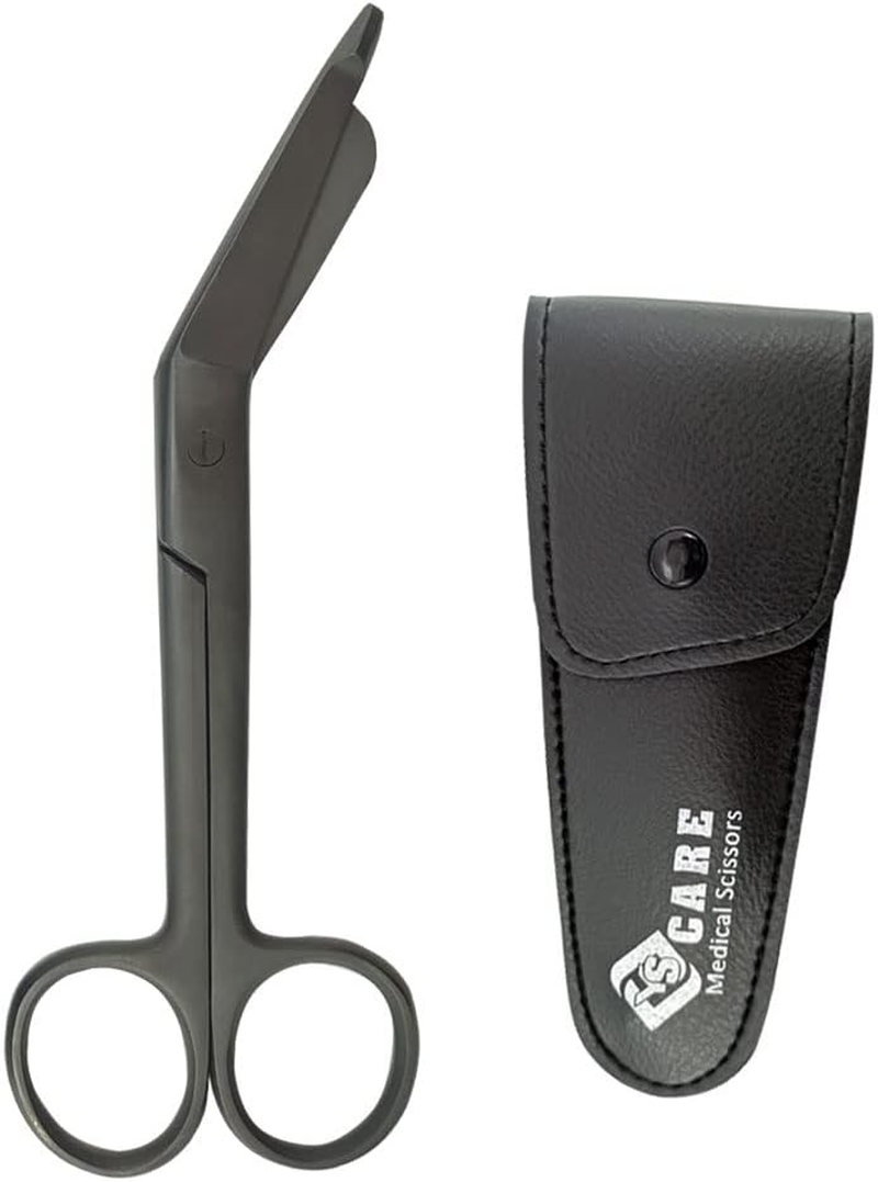 YSCARE Bandage Dressing Scissors Stainless Steel First Aid Utility Lister Bandage Student Nurse Dissection Scissors Dressing Tools (Black, 6.5")