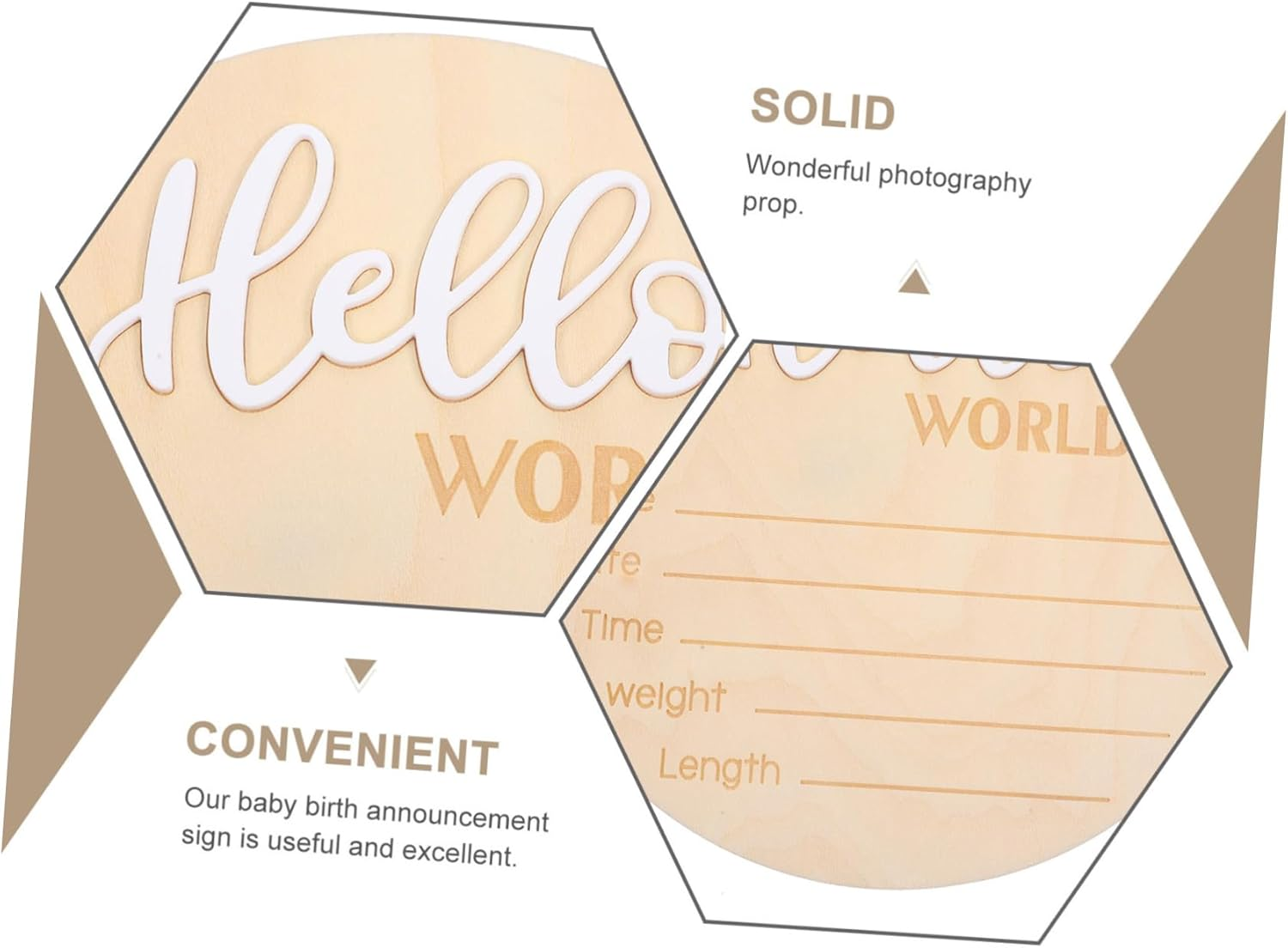 SUPVOX Baby Announcement round Wooden Name Sign for Newborn Birth Announcement Photography Prop Suitable for Infant image number 2