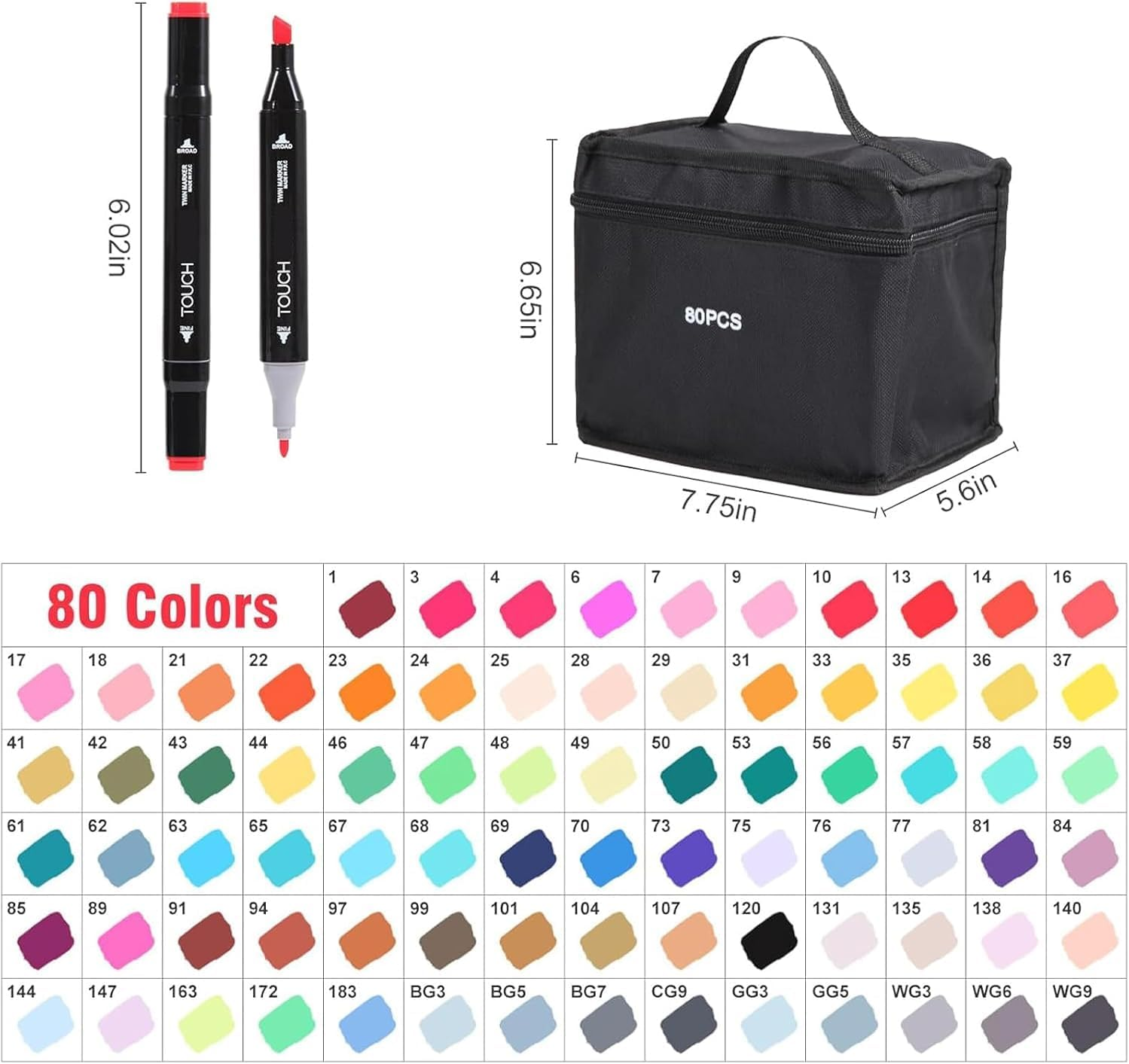 80 Colors Alcohol Markers Art Markers for Kids and Adult Drawing Markers Dual Tip Coloring Painting Perfect for Boys Girls Students Gift,With Organizing Case and Album of Painting image number 1