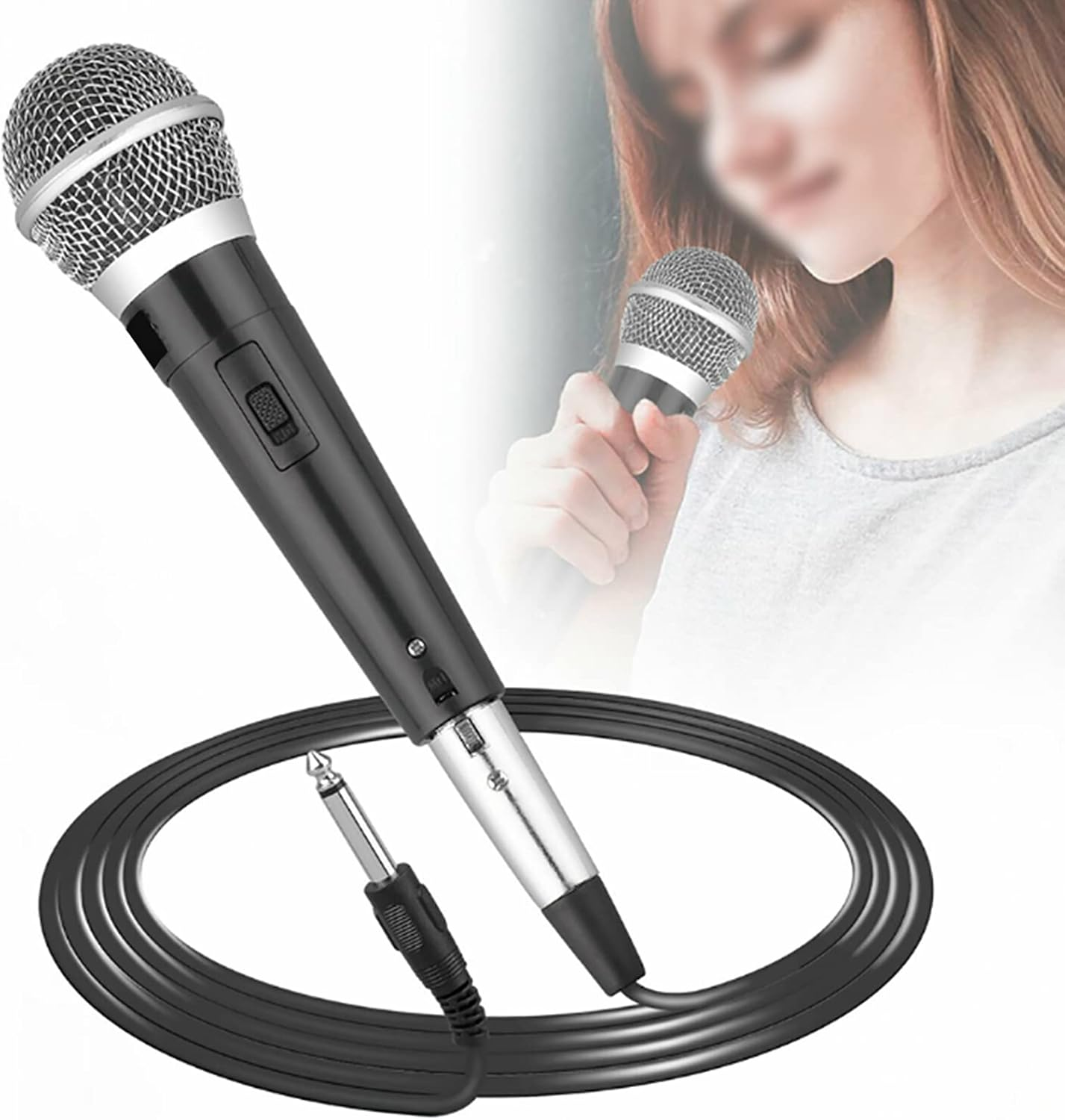 Wired Handheld Microphone, Moving Coil Microphone Unidirectional Dynamic Microphone for DVD KTV Audio Amplifier Mixer Tourist Bus Power Speaker image number 3