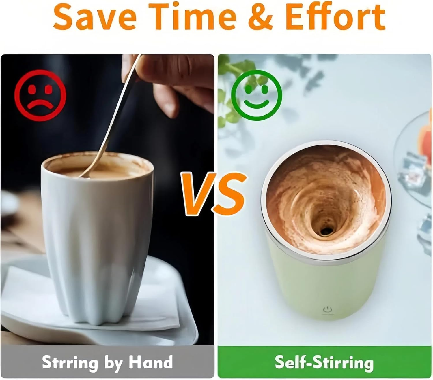 LIFEBEA Rechargeable Self Stirring Coffee Mug &ndash; Automatic Electric Mixer Cup with Lid, 304 SS, IPX6 Waterproof for Protein Powder, No-Lump, Portable Travel Mug - Green image number 6