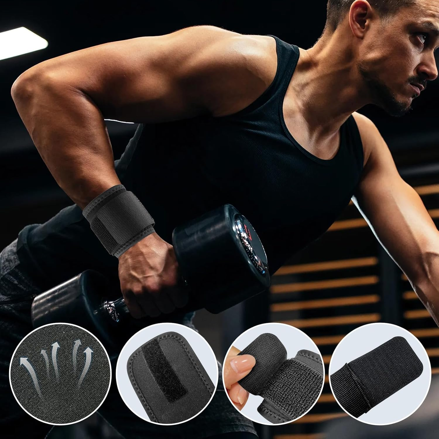 &zwnj;COZY CORE 2-Pack Wrist Wraps Strap for Men & Women - Adjustable Compression Wrist Support for Carpal Tunnel, Weightlifting & Gym Workout. Breathable, Flexible & Reusable Wrist Brace for Pain Relief, Injury Prevention & Enhanced Performance during Training image number 4