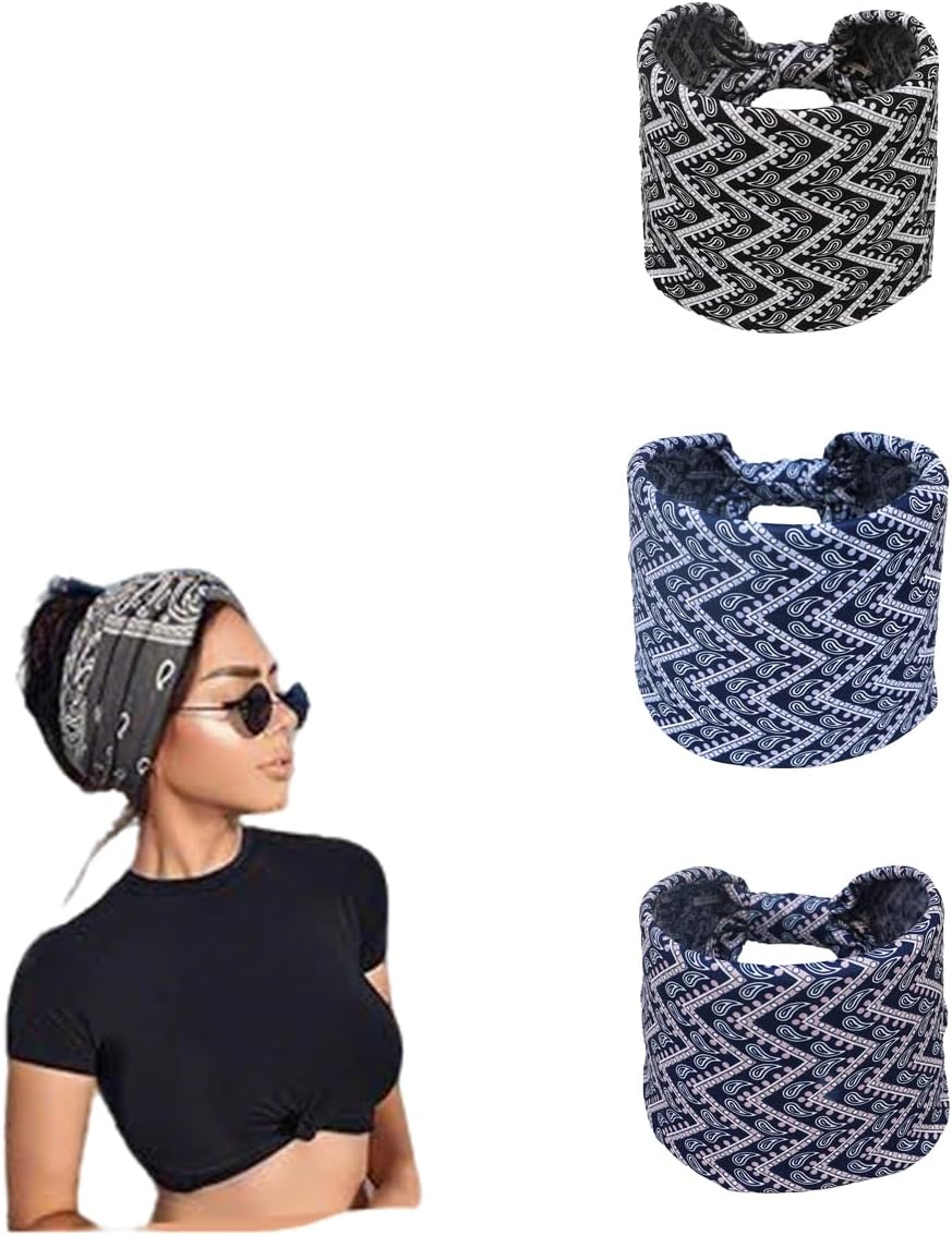 Pack of 3 Women'S Sports Headbands, Non-Slip, Stretchy, Running, Wide Headband, Hiking Hair Accessories, Women'S Hair Band, Boho Yoga Hair Band image number 1
