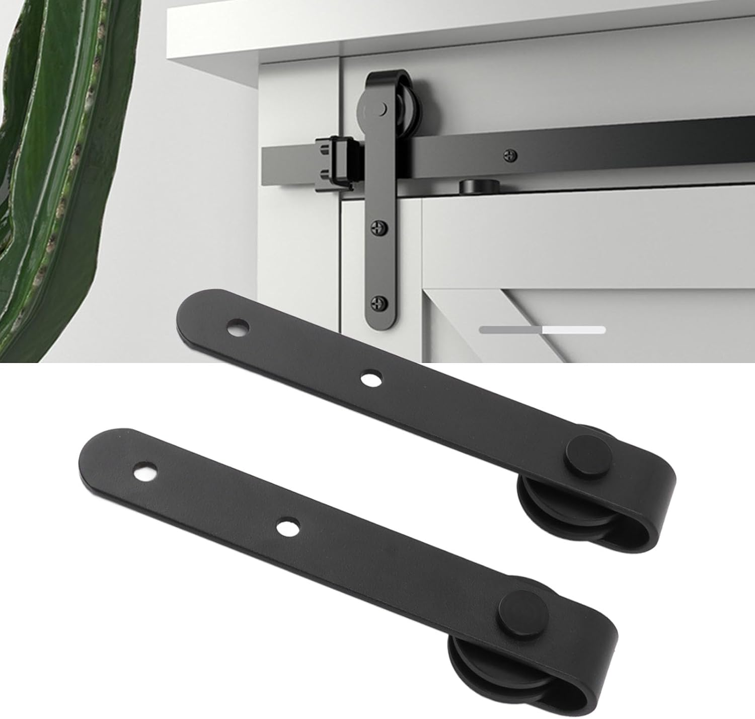 Depisuta 2Pack Barn Door Hardware Kit, Heavy Duty Mini Cabinet Door Rollers, Carbon Steel Sliding Track for Bedroom, Living Room, Wardrobe, TV Stand image number 1