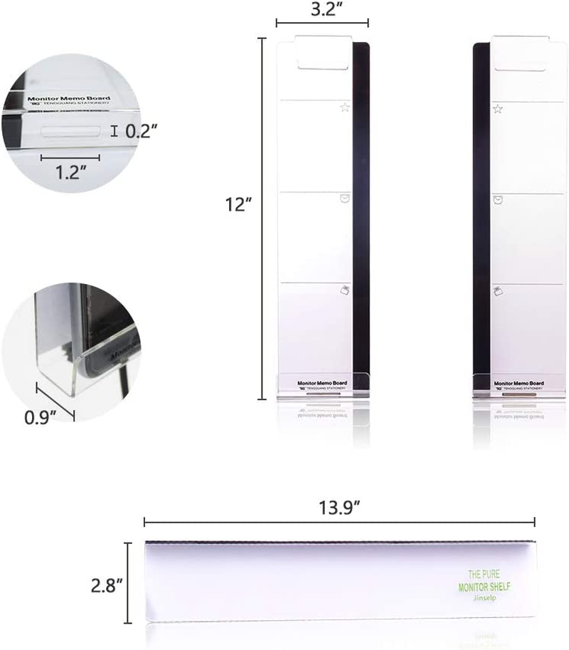 Daily Treasures Acrylic Monitor Memo Board, 7Pcs Set Includes 2Pcs Computer Monitors Side Panel(Left+Right), 1Pcs Message Memo Pad Shelve+4 Set Sticky Notes for Office Home Desk Organizer Phone Holder image number 1