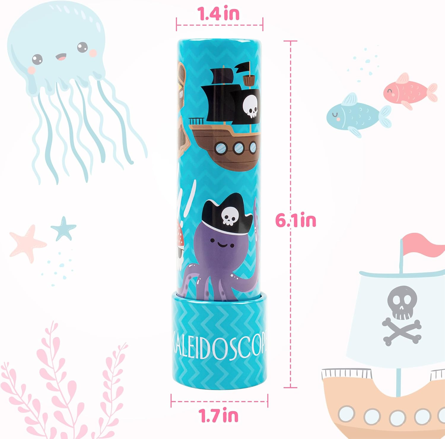 D-Fantix Classic Tin Kaleidoscope for Kids, 2 Pack Retro Toys - Educational Toys with Metal Body. Girl Birthday Party Favors Decorations image number 3