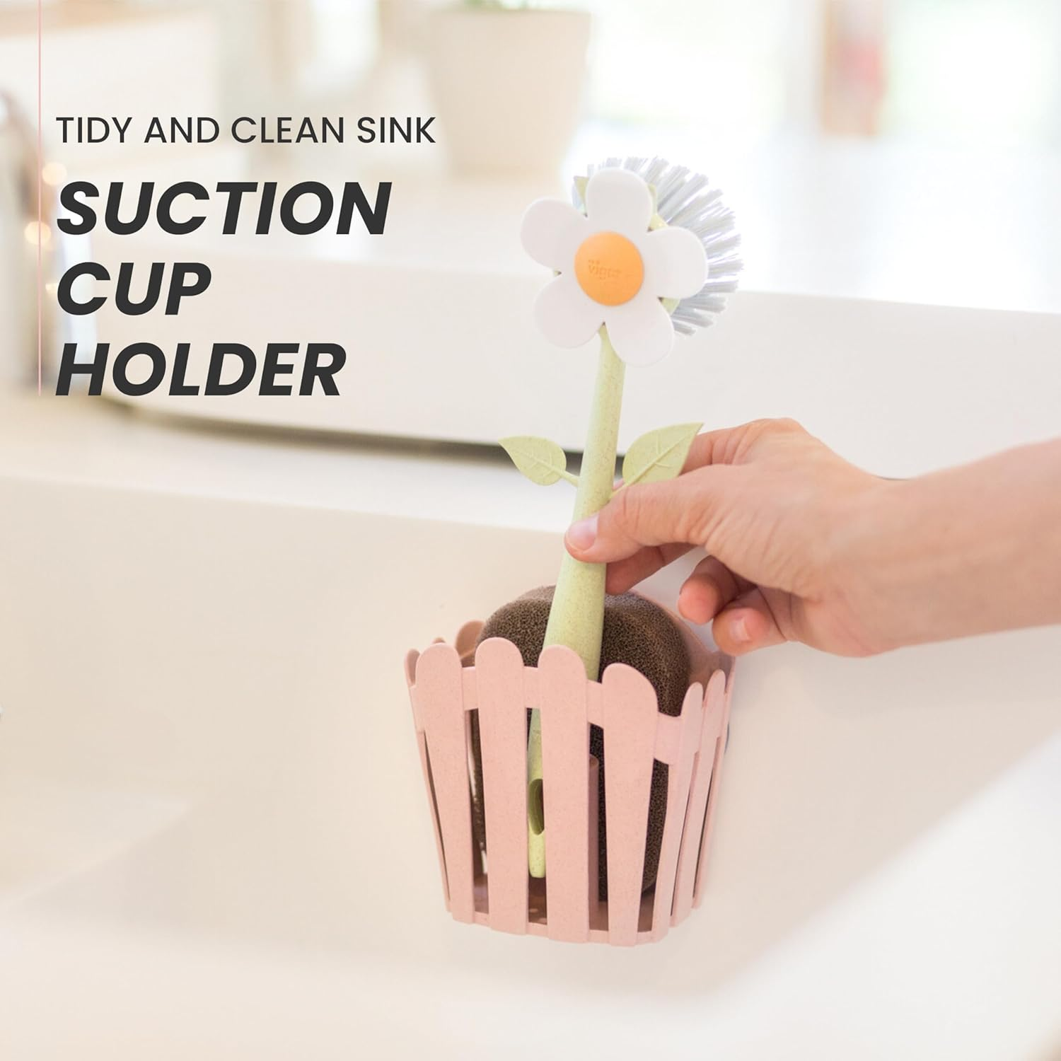 Vigar Fence Sink Set with Pink Florganic Suction Cup Set of 3 image number 2