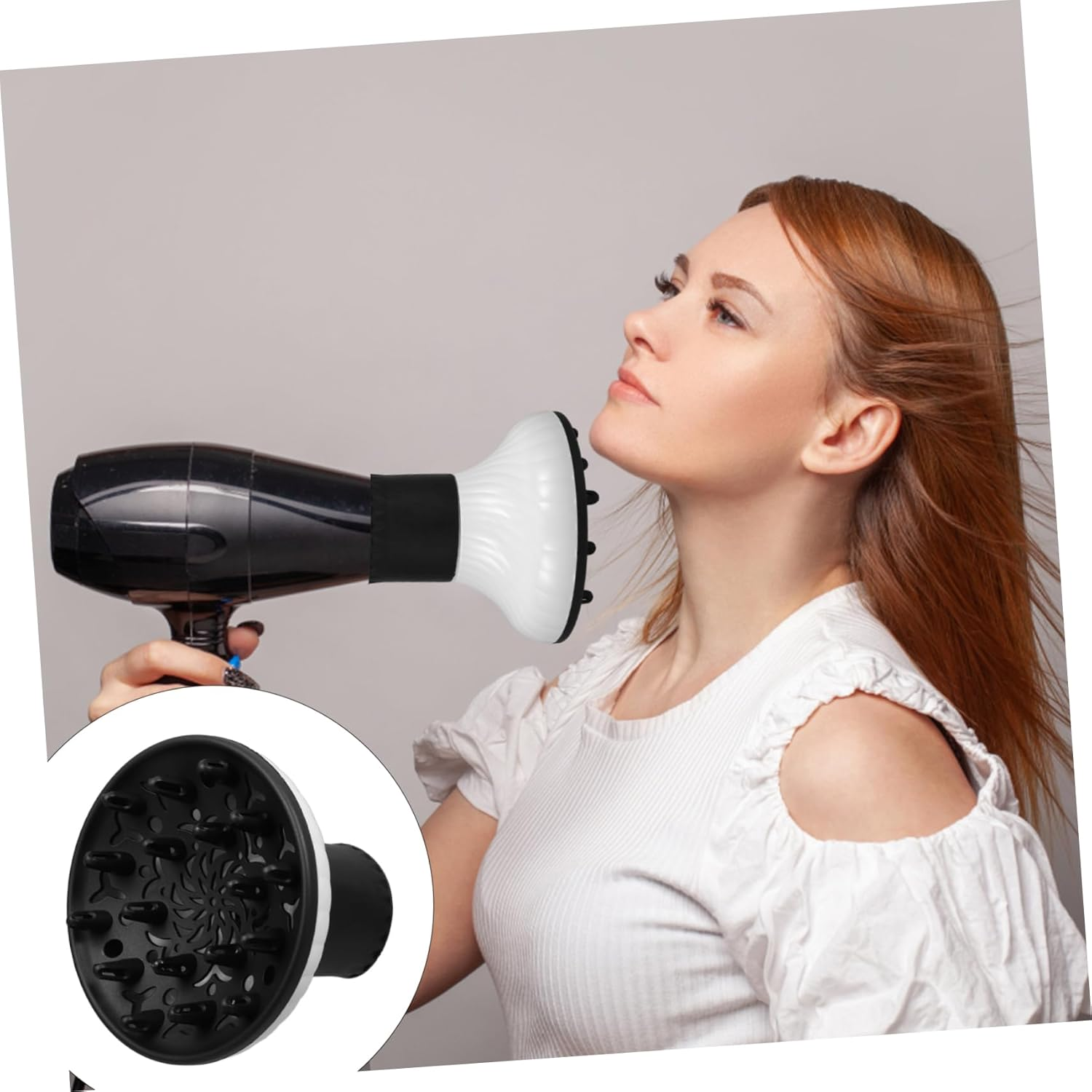 Hair Dryer Hood Rubber Elastic Salon Blow Dryer Attachment Diffuser Nozzle for Curling Styling image number 1