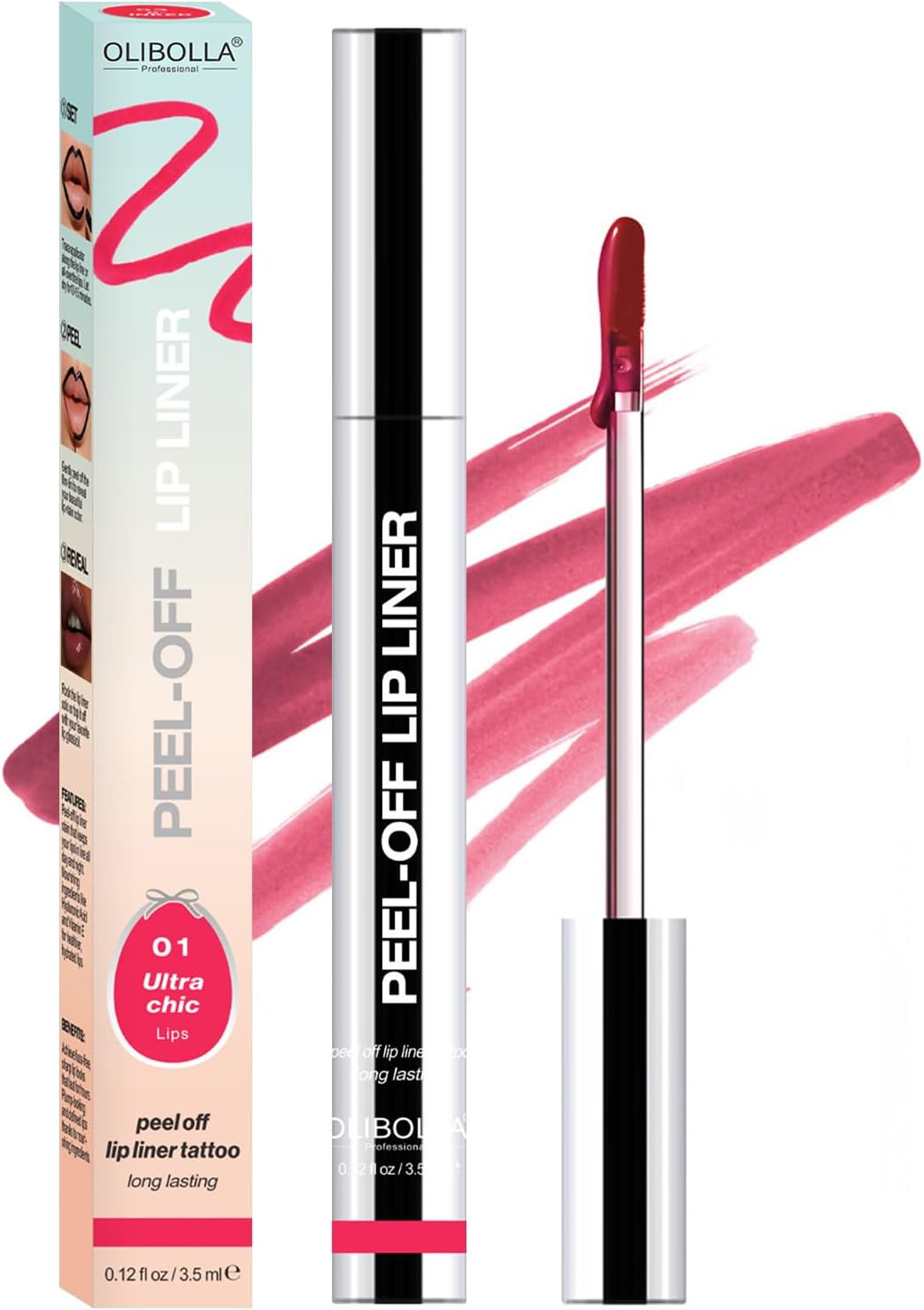 Peel off Lip Liner Stain Long Lasting Waterproof Peel off Lip Tint for Women Girls, Detachable Lip Liner Pencil Waterproof Transfer-Proof, Highly Pigmented Color Finish Lip Tint Stain (00#Berry, M)