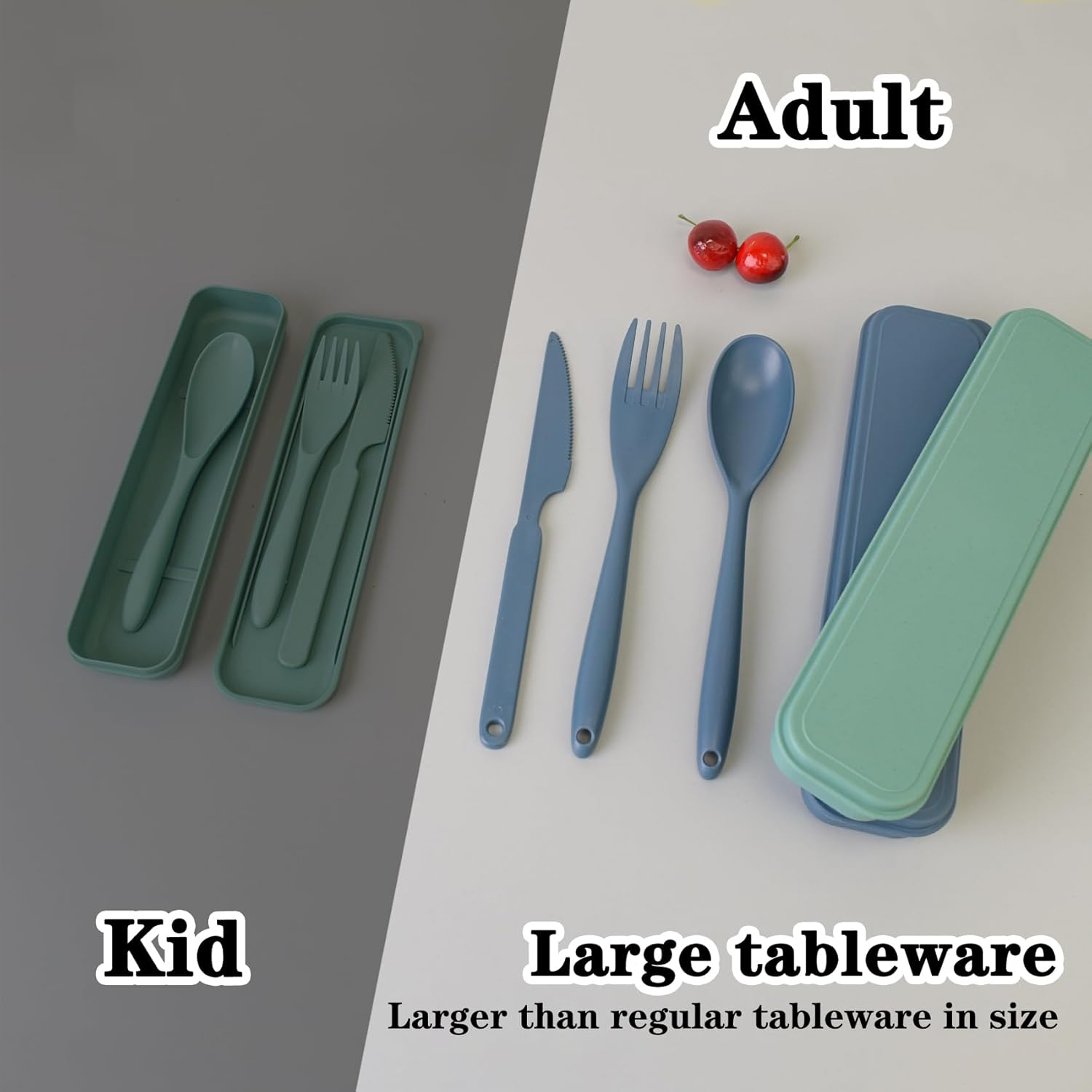 Large Reusable Utensils Set with Case, 2 Sets Portable Cutlery Set for Adults, Travel Fork Spoon Knife for Camping Work Picnic image number 4