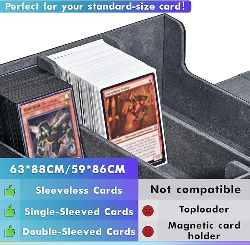 PU Leather Card Deck Case Organizer for Trading Cards, Commander Guard Card Holder 1800+ Card Storage Box, Magnetic Closure Suitable for Game, Sport, TCG, Pokemon Cards -Black image number 3