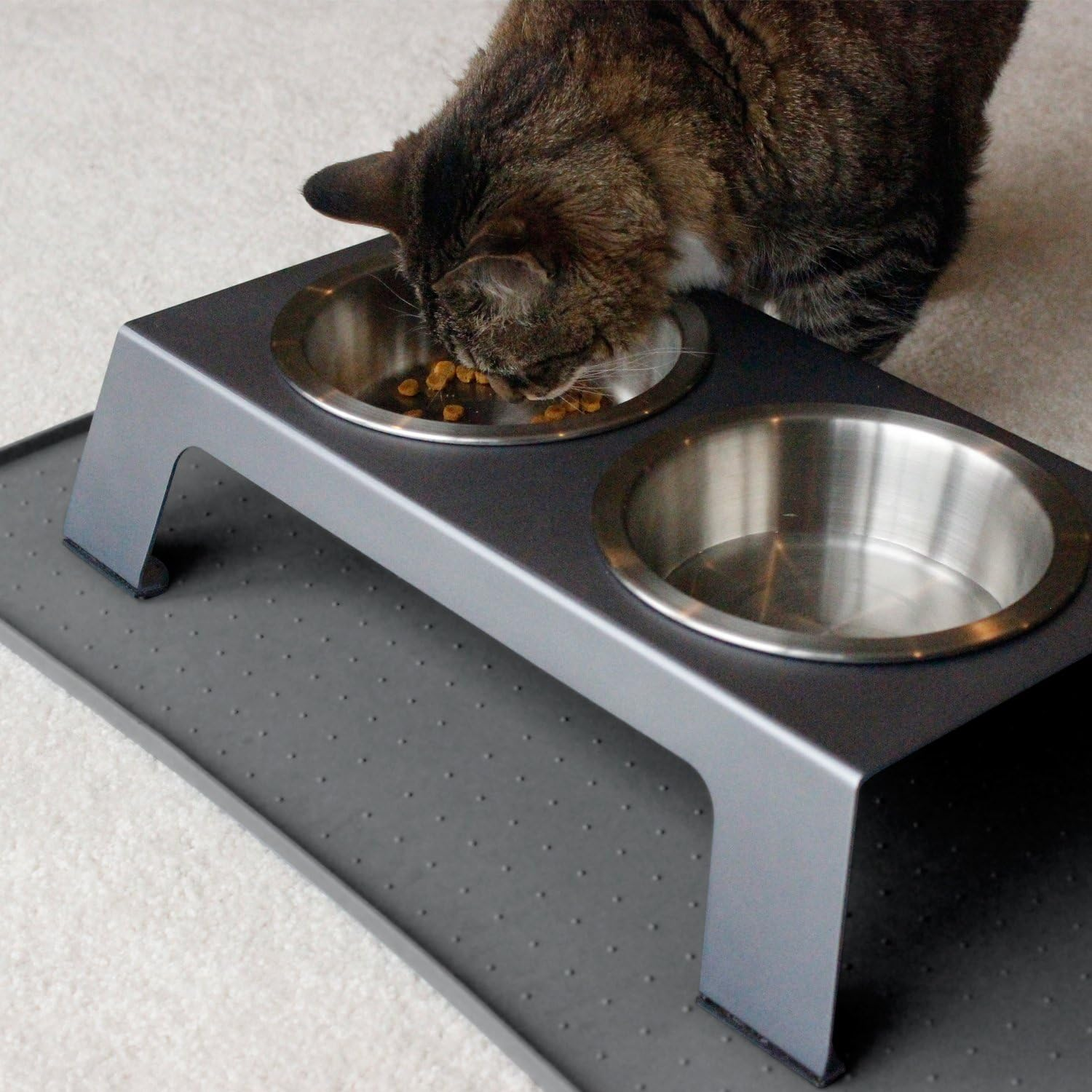 Petfusion Elevated Dog Bowls, Cat Bowls - Premium Anodized Aluminum Feeder (Short 4"). Us Food Grade Stainless Steel Raised Bowls,Metallic Gray image number 6