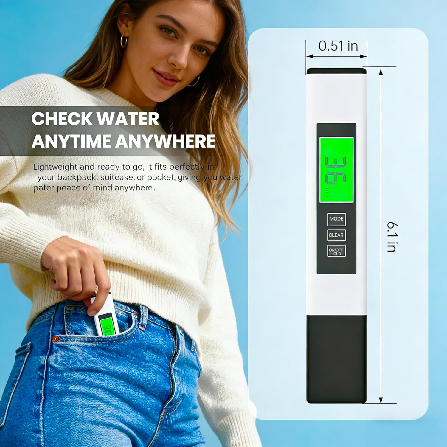 4 in 1 TDS Meter Digital Water Tester, PPM Meter, Accurate and Reliable Digital TDS EC & Temp(&deg;C,&deg;F) Meter, 0-9990PPM LCD Display Water Quality Tester for Drinking Water RO/DI System Aquarium image number 1