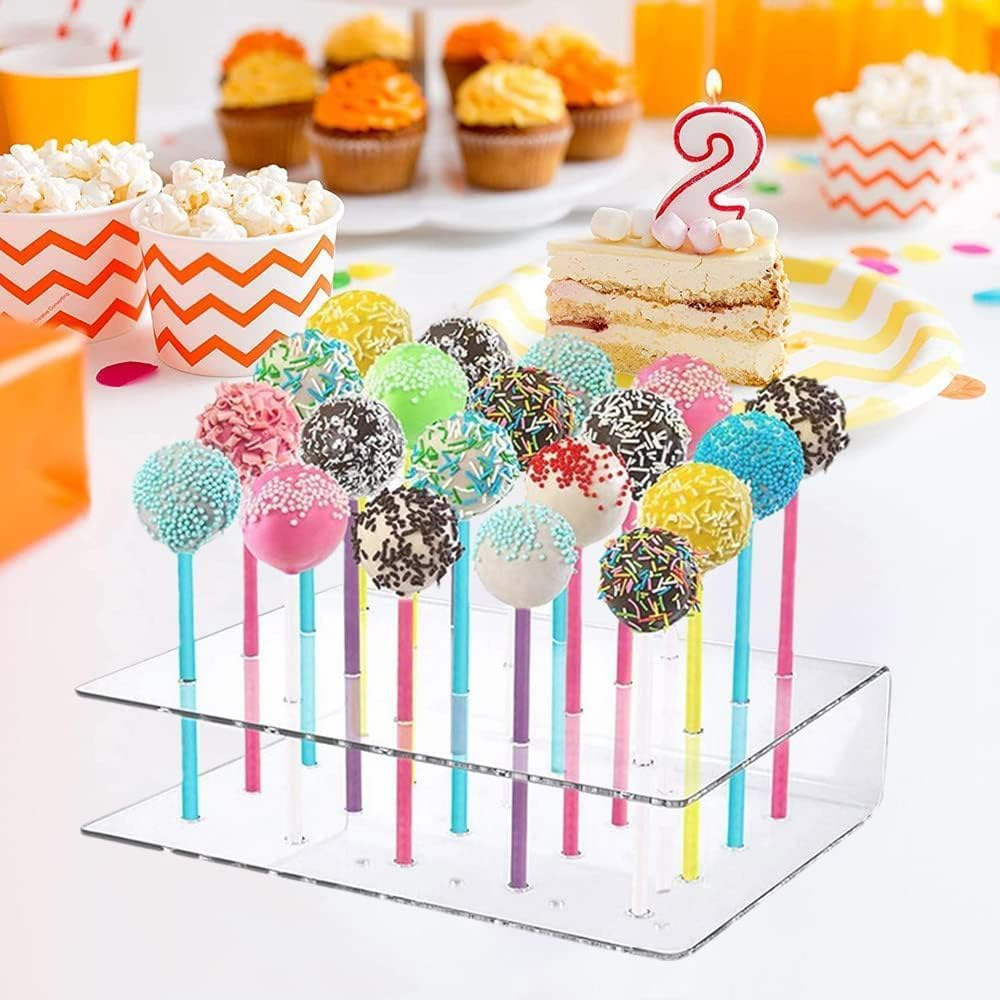 2 Pcs Cake Pop Holder,20Holes Clear Cake Pop Stands Dessert Table Display Set, for Wedding Baby Shower Birthday Partypractical and Fashion Christmas Deco image number 3