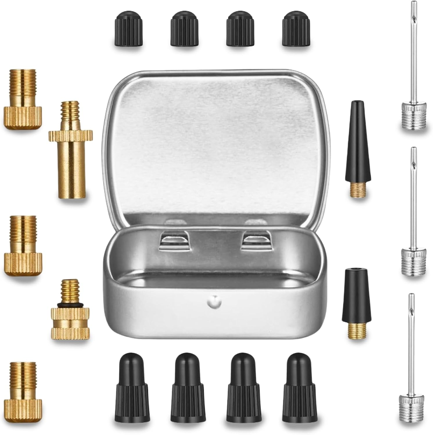 19 Pcs Ball Pump Needle Set - Bicycle Valve Adapter (DV/AV/SV) Air Pump Accessory Kit for All Bike, Sports Ball & Inflatable Equipment image number 1