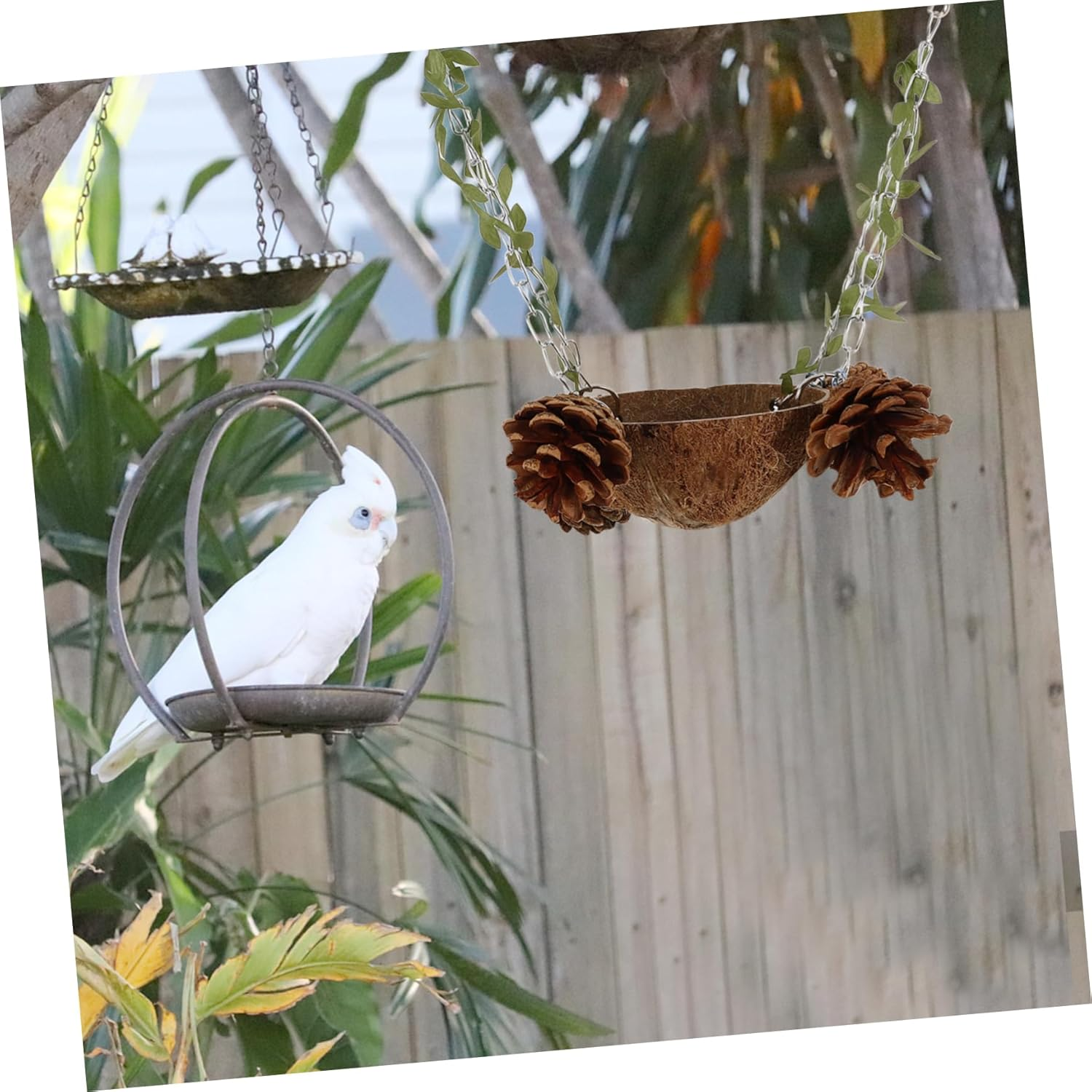 Toyvian Coconut Shell Nest Parrot Toy Bird Swing Bird Bed Decorative Birdcage Toy image number 3