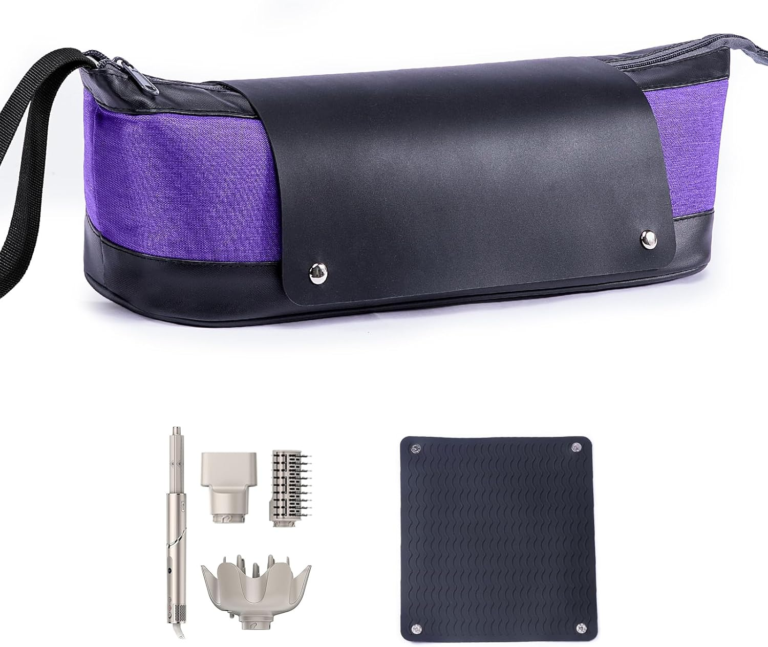 ELCUPA 2IN1 Hair Tools Travel Bag with Removable Heat Resistant Mat Curling Iron Travel Case, Hair Dryer Organizer for Flat Irons, Straighteners and Haircare Accessories, Hot Tools Travel Bag Hair