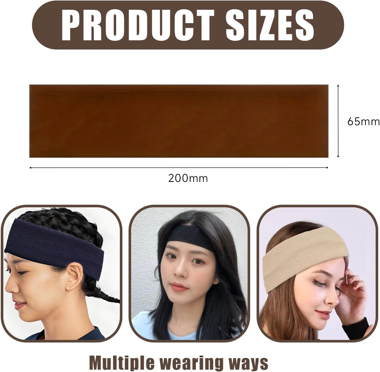Batheidon Pack of 6 Headbands Jogging Women'S Sports Hair Band, Women'S Summer Hair Band, Black, Elastic, Soft and Non-Slip Headbands for Gym, Yoga and Running, Polyester and Elastane image number 1