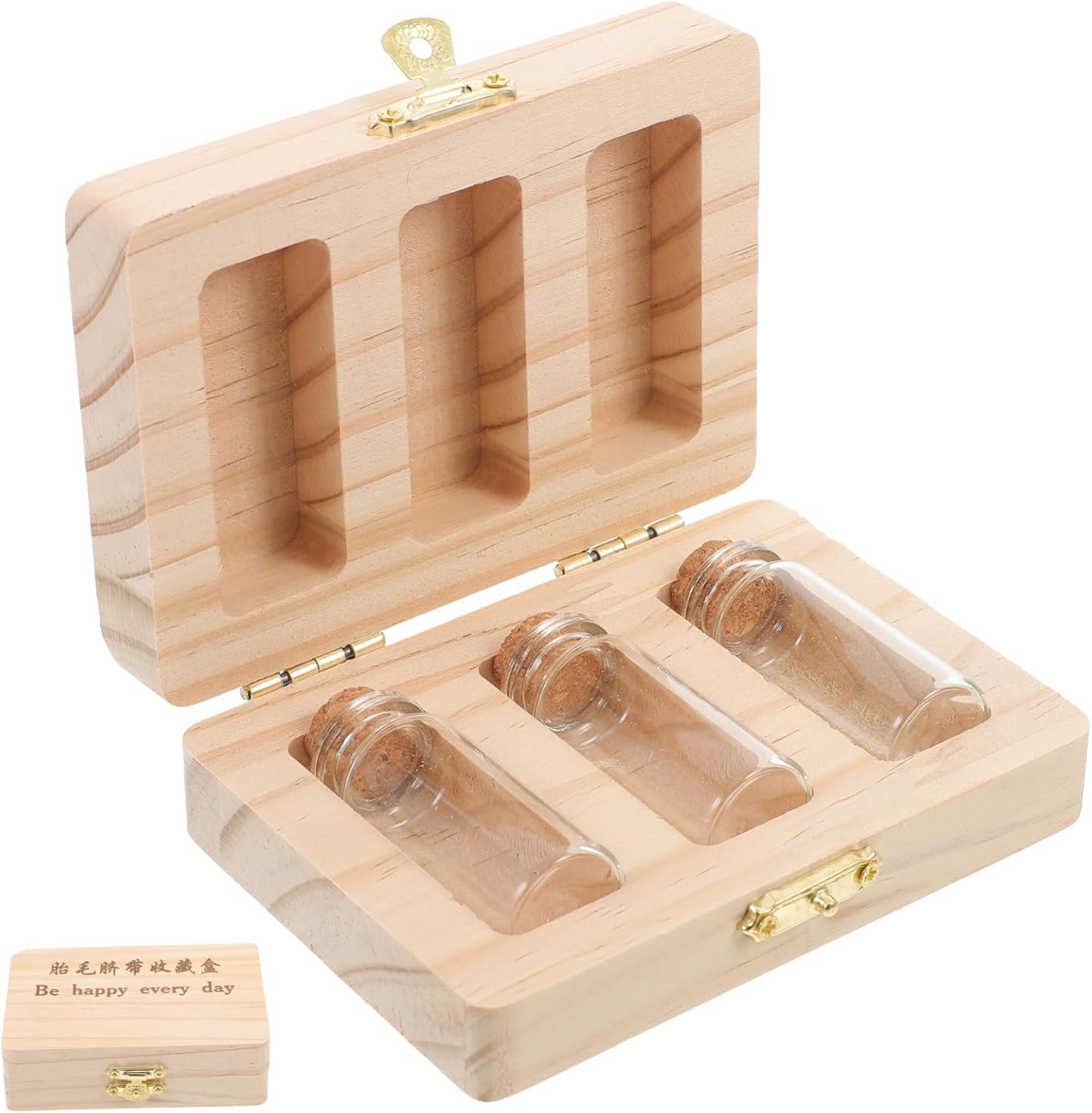 Wooden Fetal Hair Preservation Box with Storage Bottle Keepsake Organizer for Umbilical Cord and Boy Girl Teeth Innovative Design for Compact and Decorative Storage image number 6