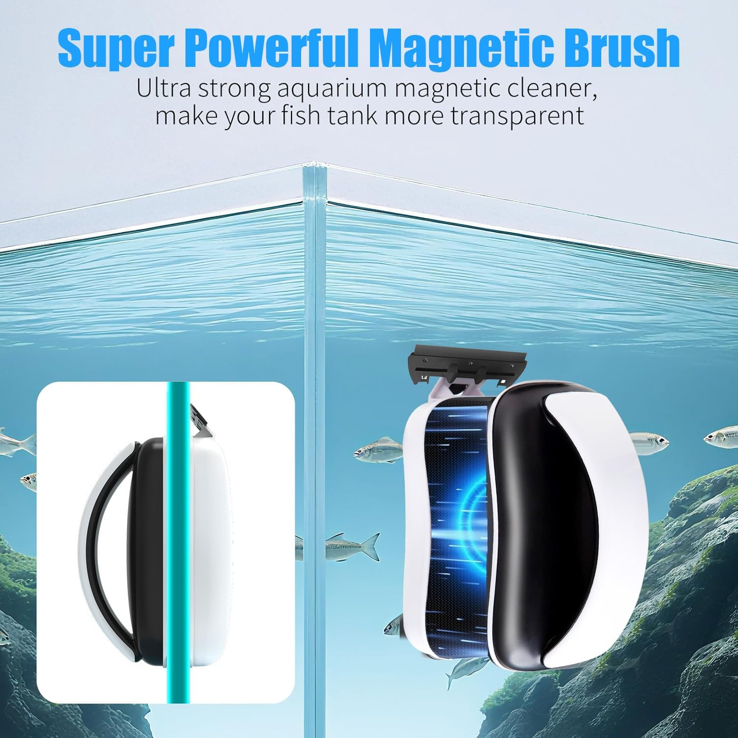 Magnetic Aquarium Fish Tank Glass Algae Scrapers Glass Cleaner Scrubber Clean Brush [Floating,Scratch-Free,Non-Slip,Magnetizing]Bestie of Aquarium image number 1