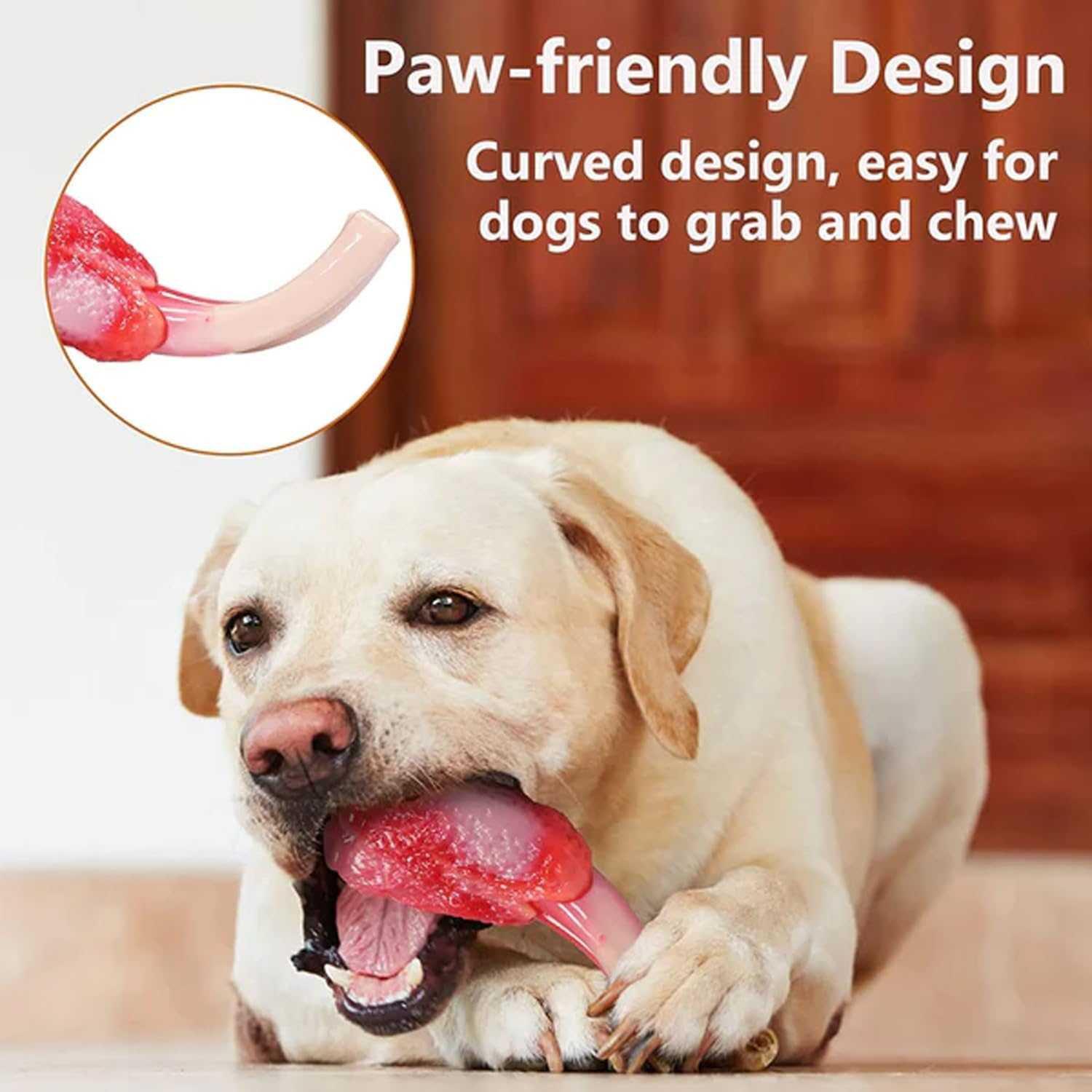 Wikiray Dog Chew Toy for Aggressive Chewers &ndash; Durable Nylon Bone with Bacon Flavour &ndash; Tough & Interactive Dog Toy for Medium & Small Dogs (Up to 12Kg) image number 4