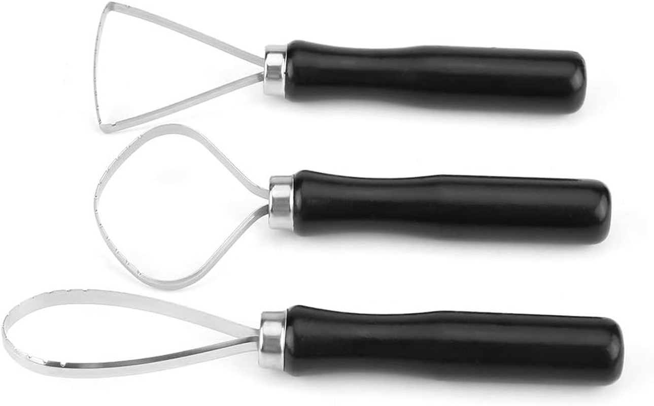 3 Pcs/Set Wax Pottery Tool Wooden Pottery Clay Carving Tools Pottery Clay Sculpture Carving Tool Clay Sculpture Big Loop Tool for Rock Painting, Pottery Clay Modeling Embossing Nail Art DIY image number 4