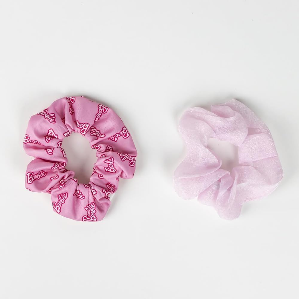 Barbie 4 Piece Hair Accessories Set: Hair Brush, Scrunchies, Bag in Gift Box (Pink, 1 Piece) image number 2