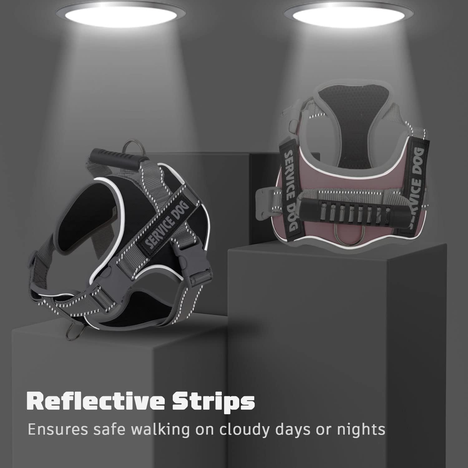 UPET No Pull Dog Harness, Reflective Heavy Duty Adjustable Service Puppy Emotional Support Vest for Small, Medium, and Large Dogs Walking, Includes 1Dog Seat Belt & 2Removable Tags.(Black L)