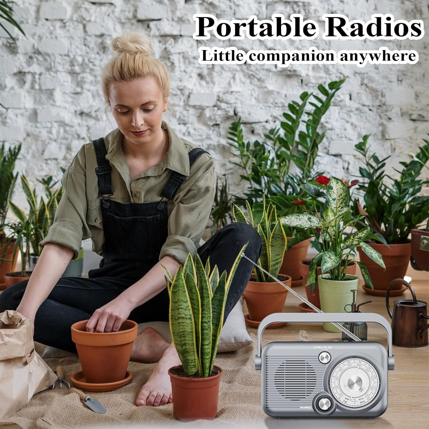 AM FM Radio, Portable Radio Support Battery Operated or AC Power, 5W Speaker with Bluetooth, Supports USB/TF/AUX Function, Simple Radio for Seniors image number 5