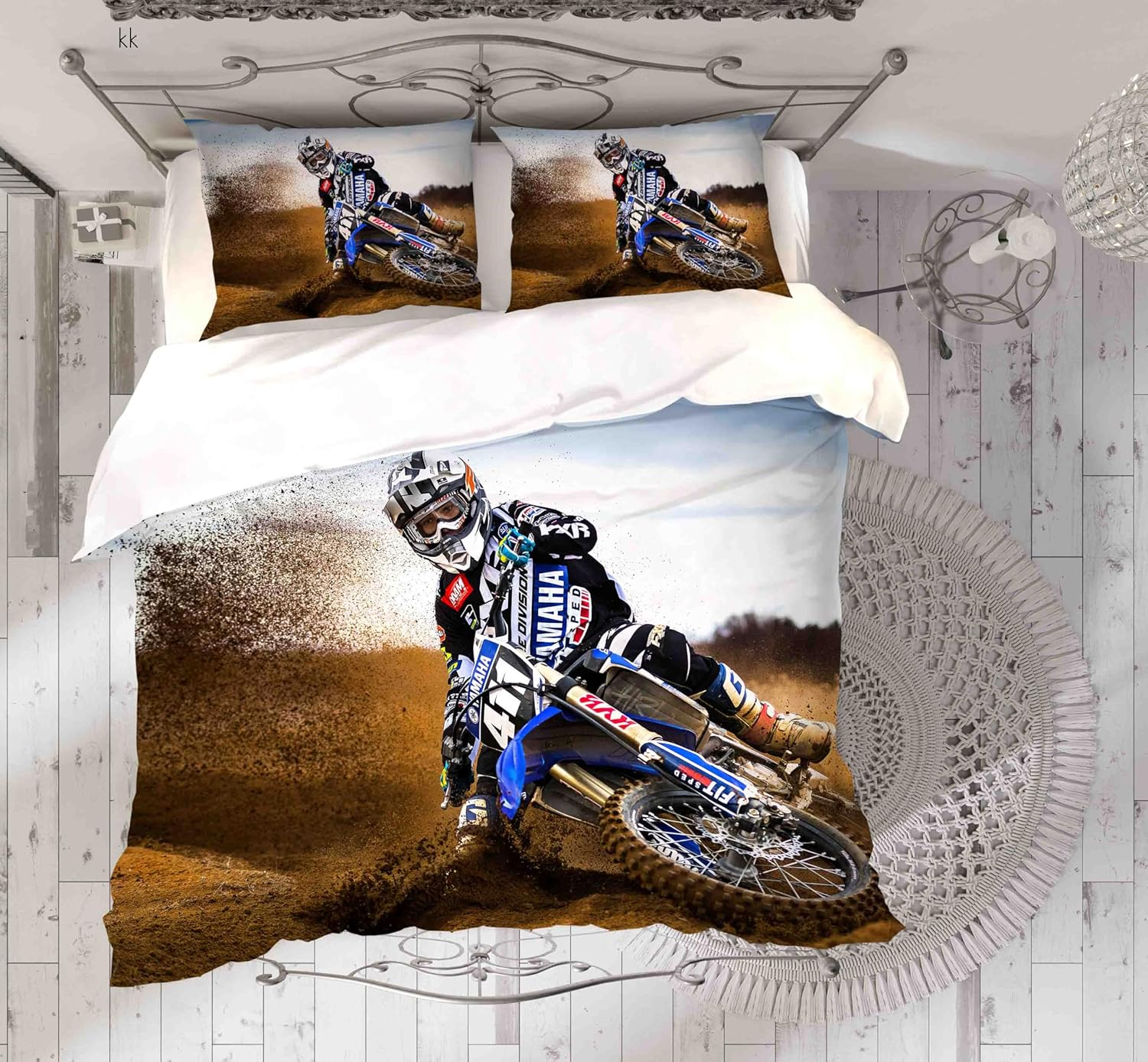 3D Off-Road Racing Quilt Cover Set Bedding Set with Pillowcases, Single/Double/Queen/King Size (Single)